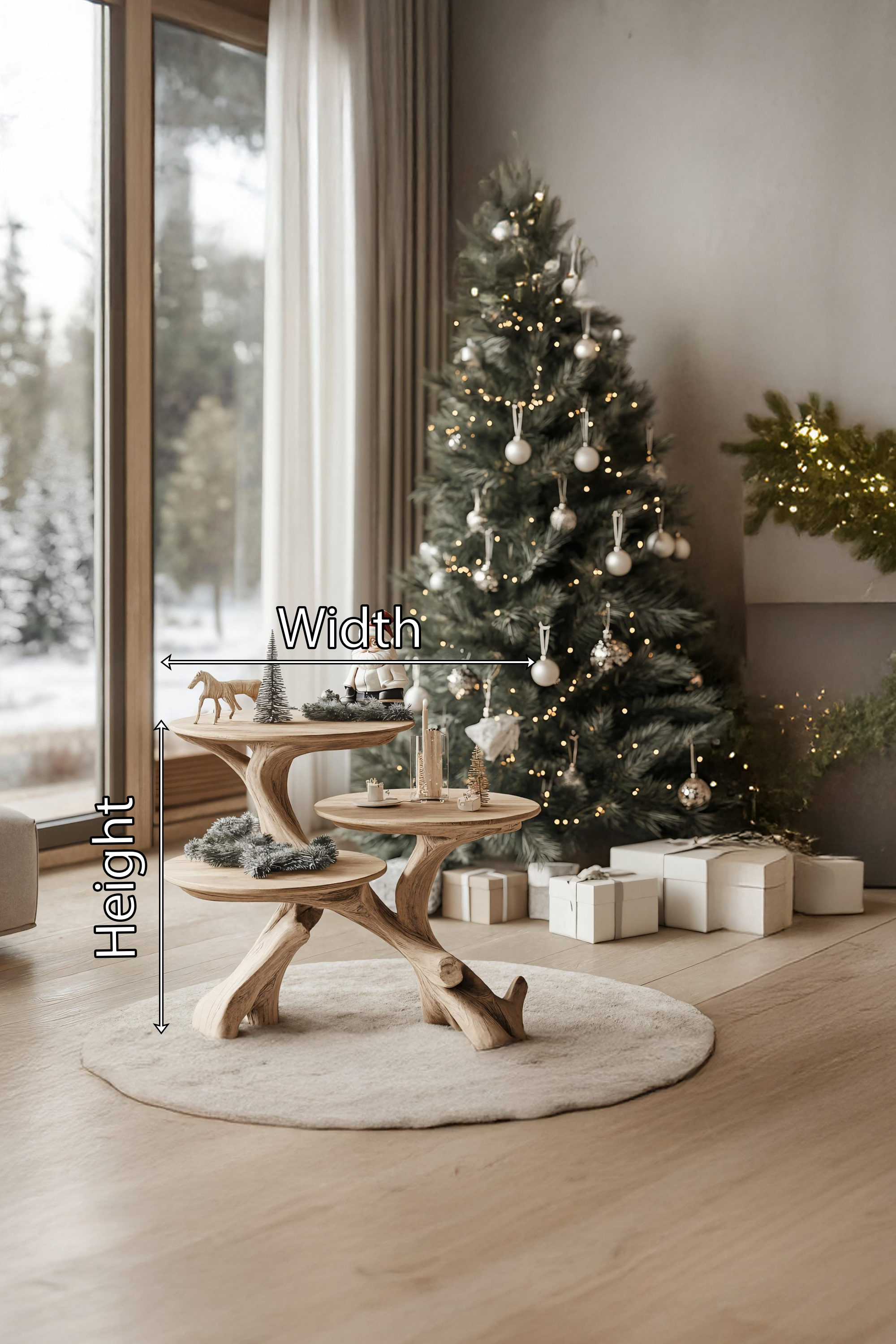 Rustic Wooden End Table For Furniture Decor Winter Holiday Style SILDTTRENC016