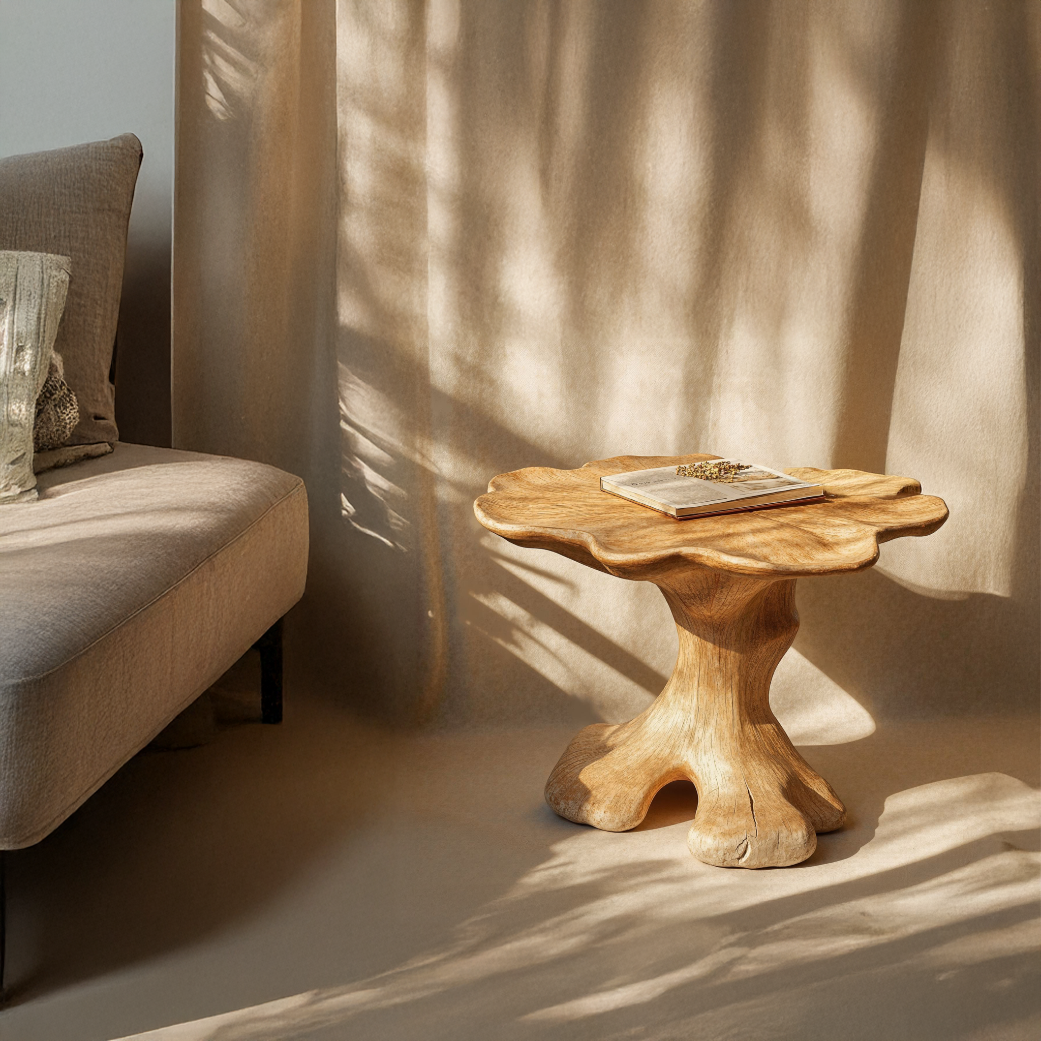 Handcrafted Wood Mushroom End Table For Bedroom Romantic Atmosphere SILDTEN104