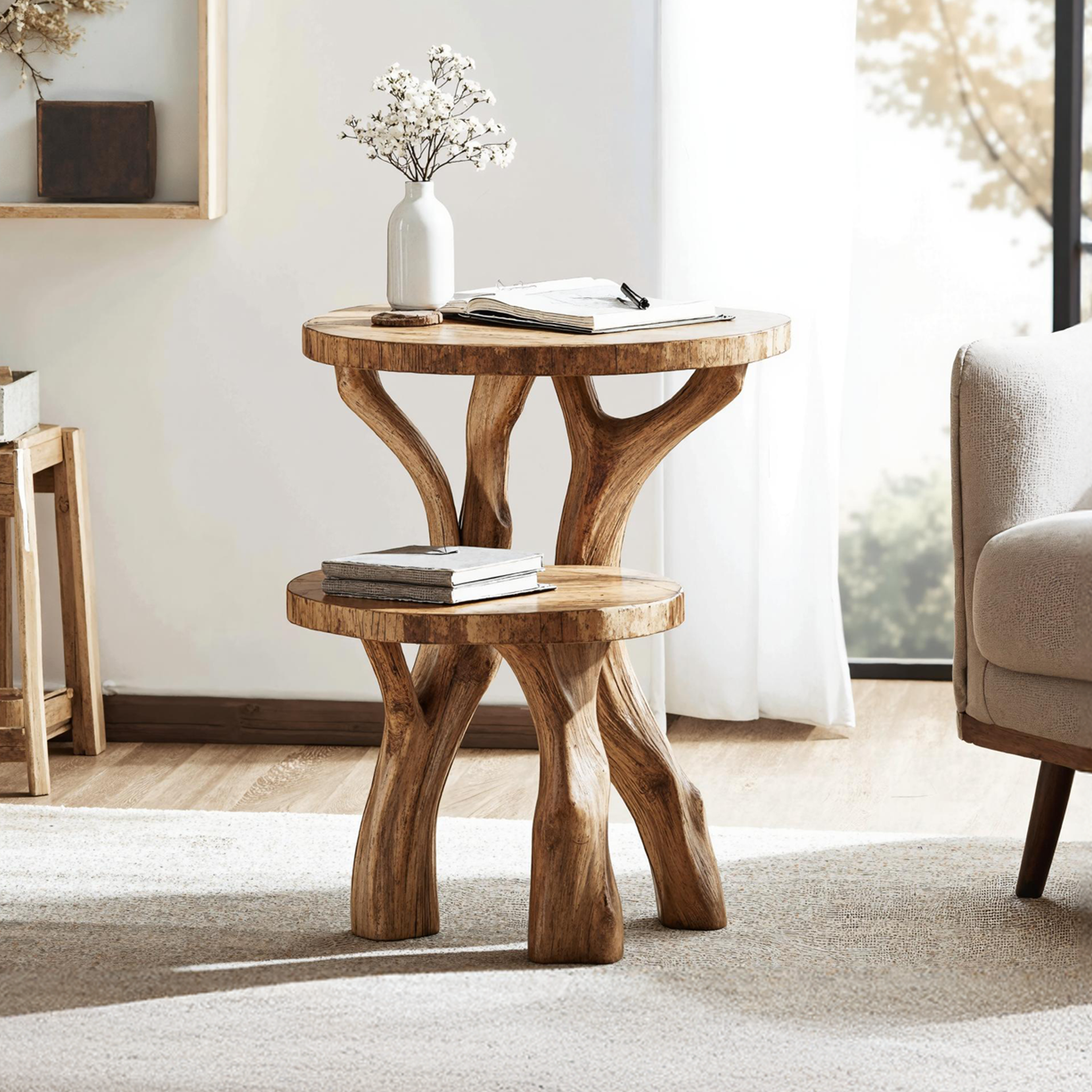 Handcrafted Live Edge End Table Natural Home SILDTTNEN023