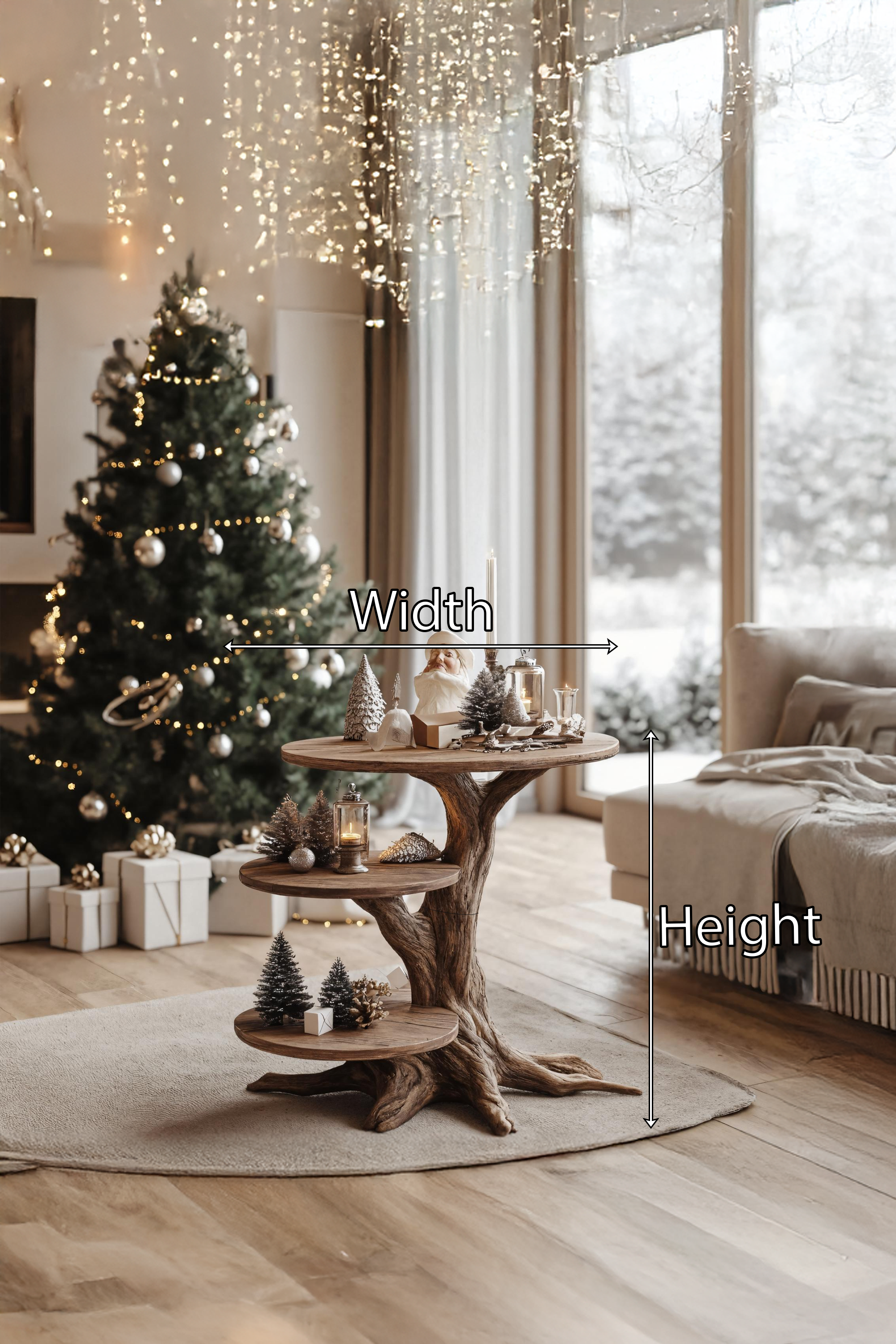 Farmhouse Solid Wood End Table For Living Room Xmas Accent SILDTTRENC002