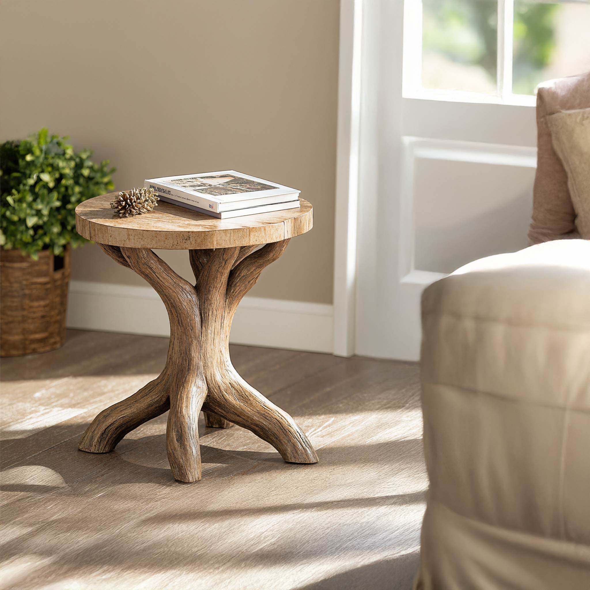 Handcrafted Wood End Table For Farmhouse Living Room SILDTEN097