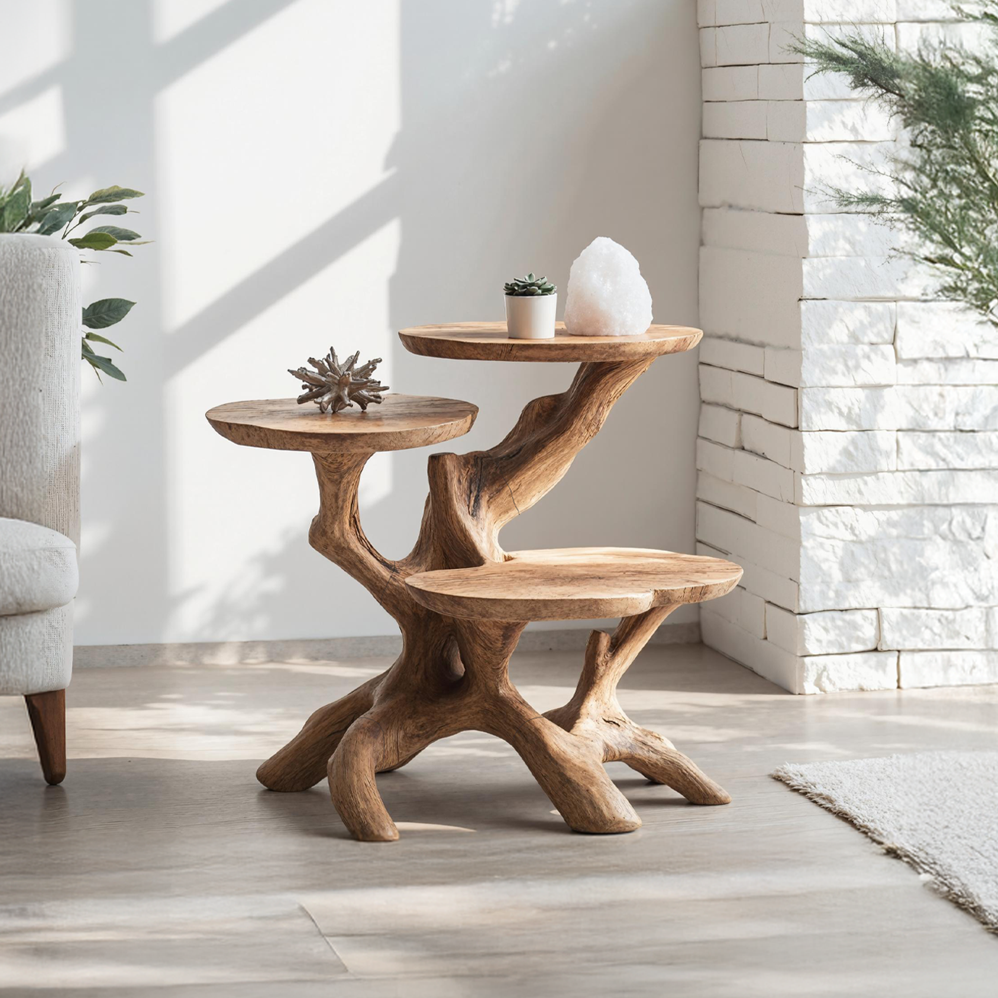 Farmhouse Solid Wood End Table For Living Room SILDTTNEN006