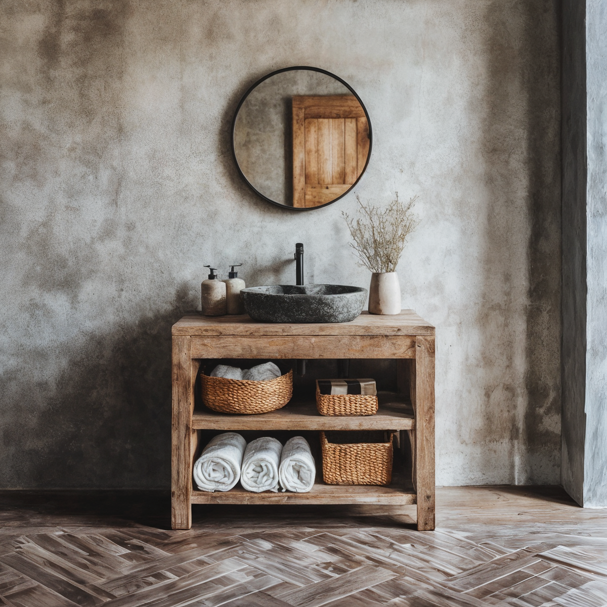 Custom Reclaimed Wood Vanity Bathroom SINLBRV026