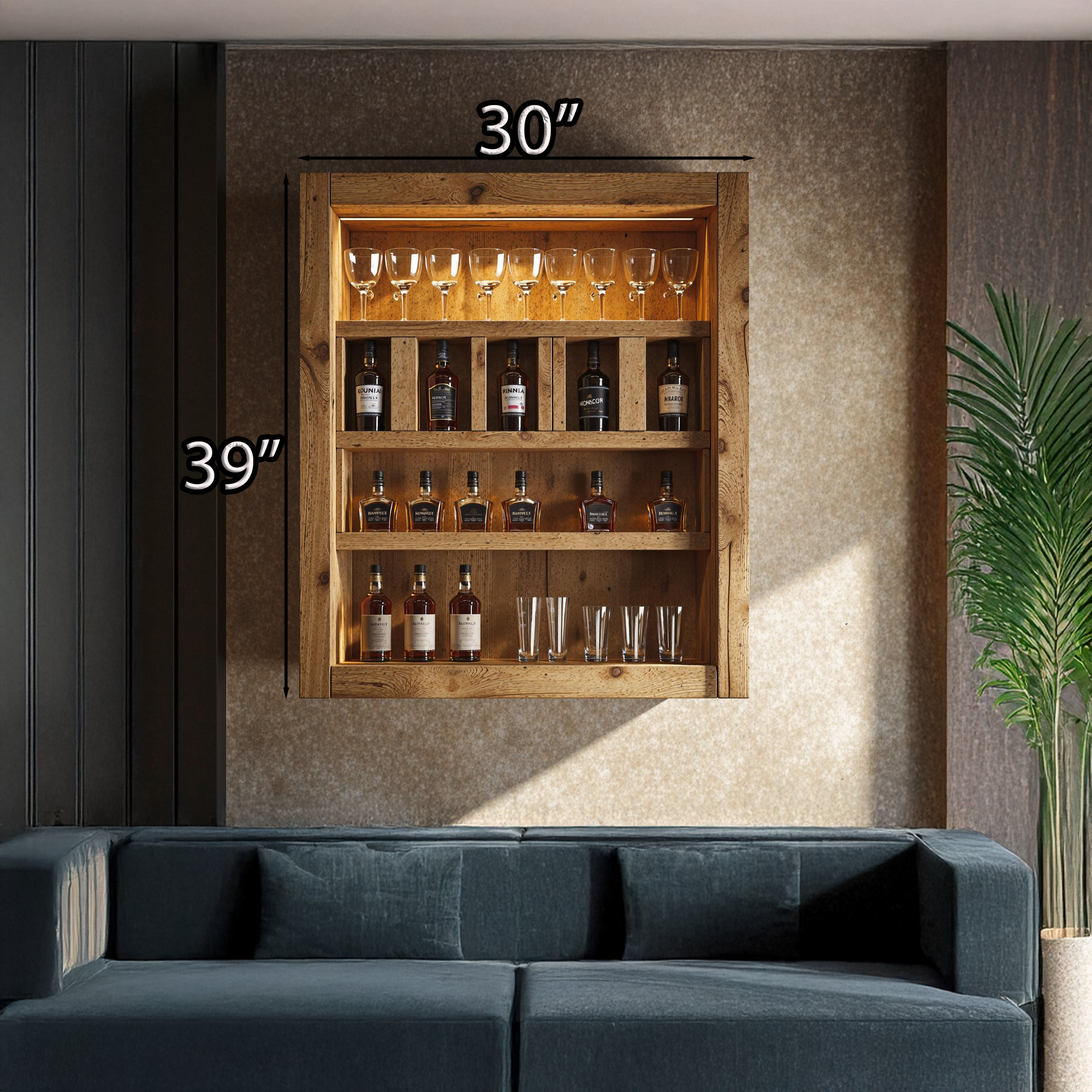 Rustic Natural Wood Wine Bar Shelf For A Cozy And Elegant Look SILDTBAR018