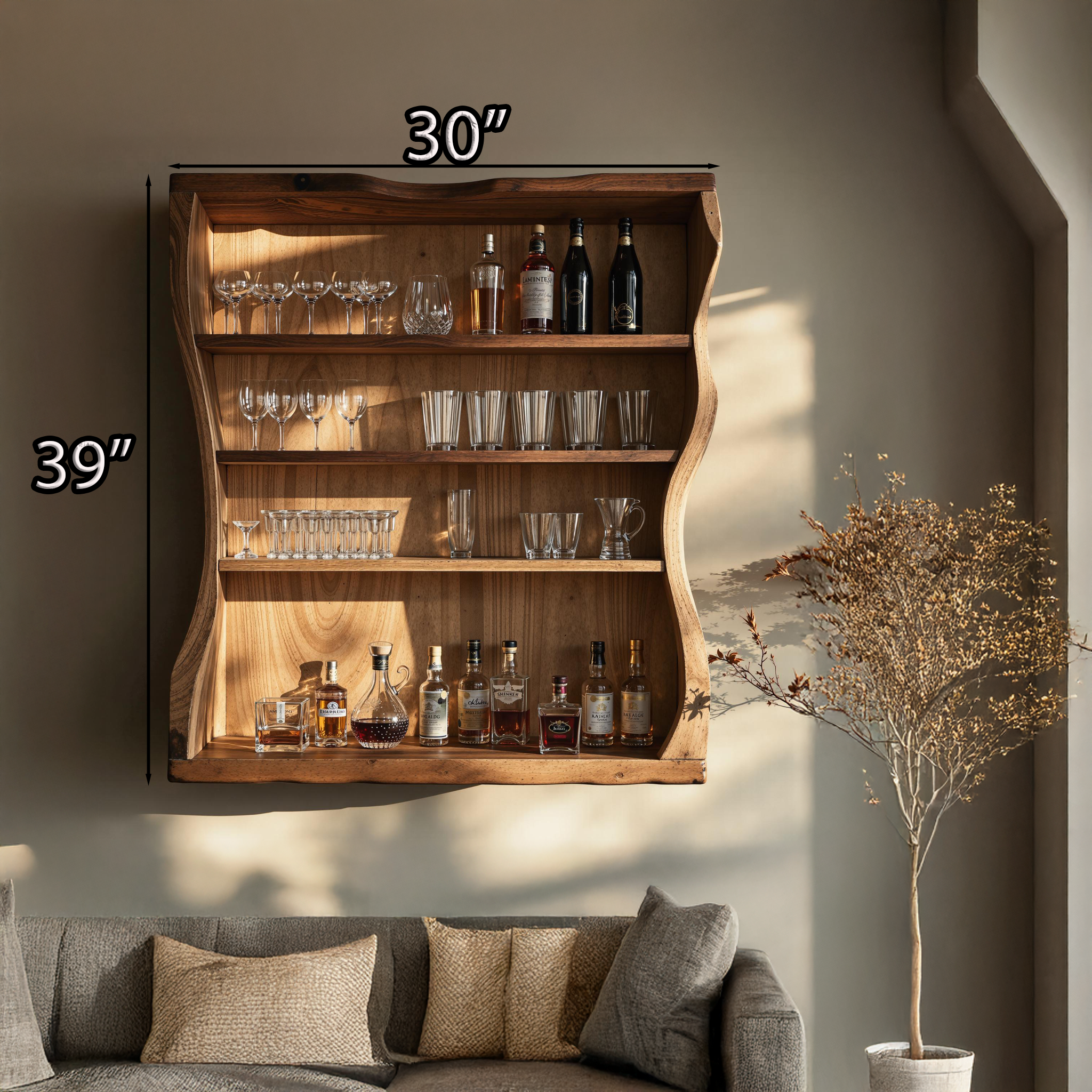 Handcrafted Wood Wine Bar Shelf For An Elegant Touch In Your Space SILDTBAR015