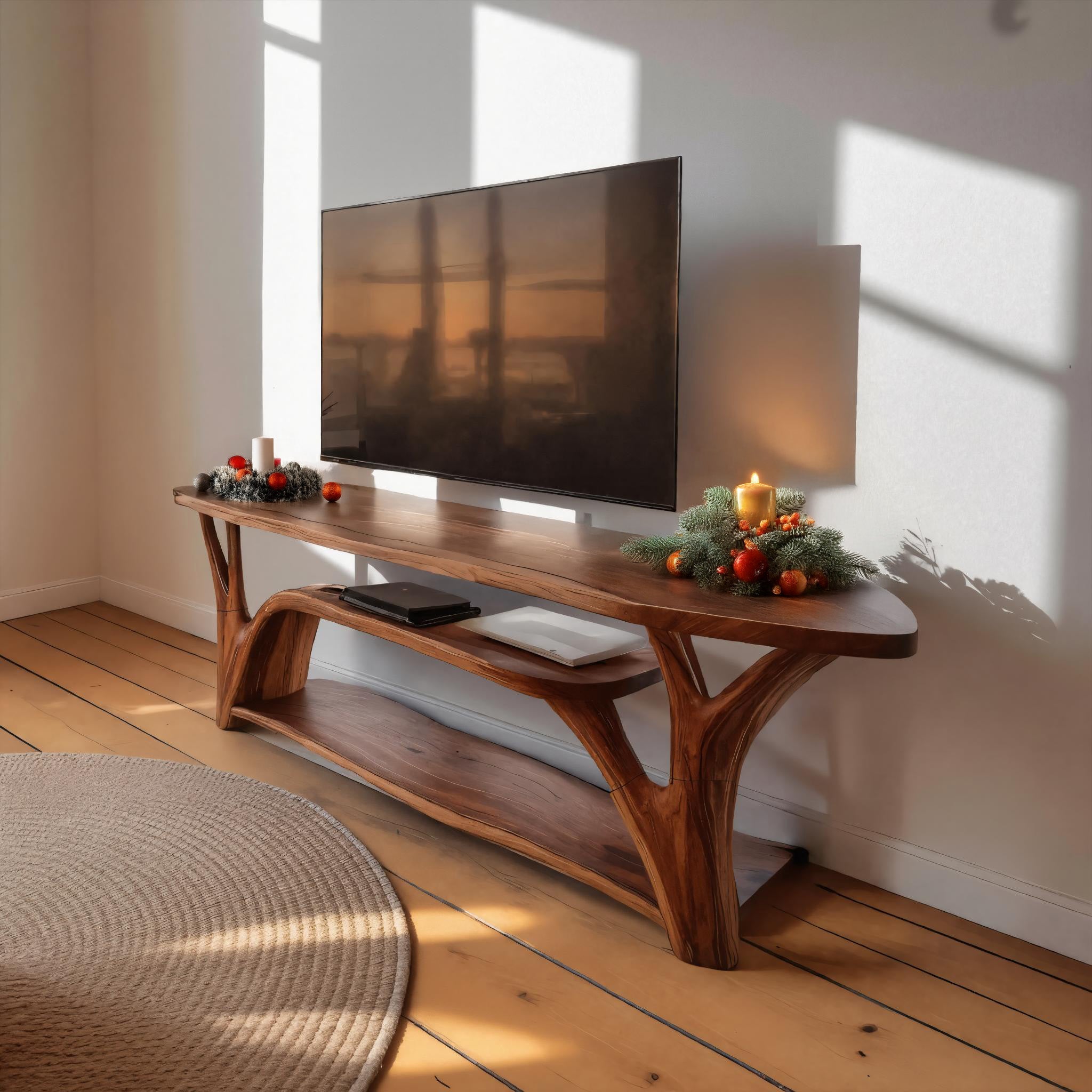 Handcrafted Wooden Live Edge TV Console For Festive Home Design SILDTTRCTV035