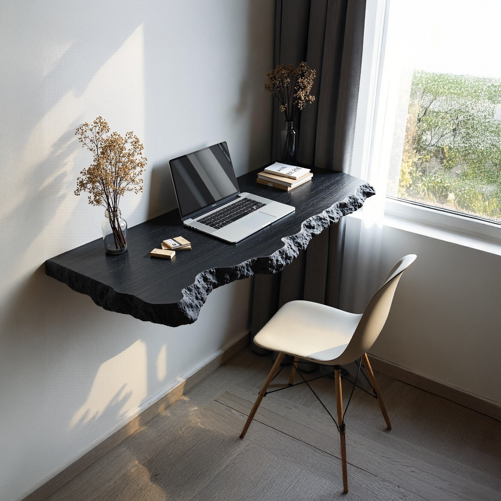 Farmhouse Solid Wood Floating Desk For Minimalist Furniture Decor SILDTFLD011