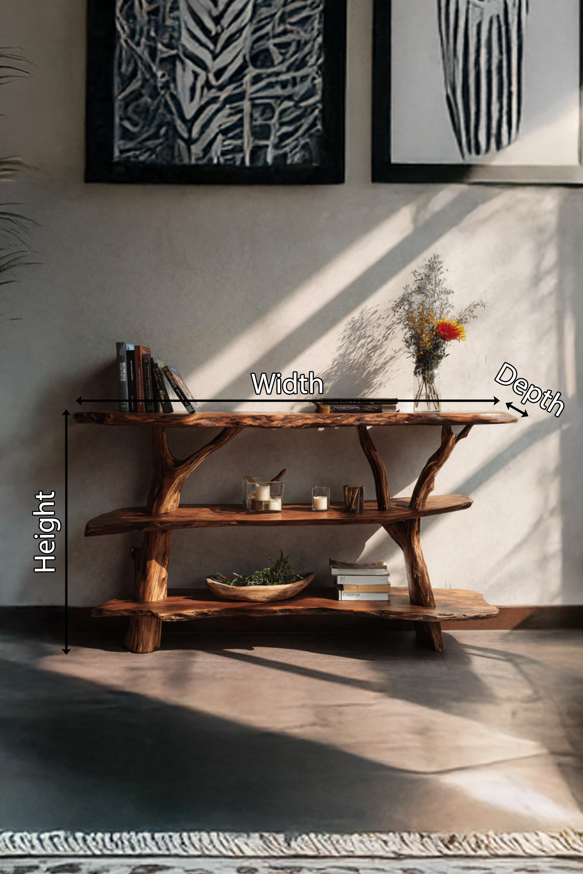 Handcrafted Wooden Live Edge Console Table For Contemporary Living Room SILDTTNCS028