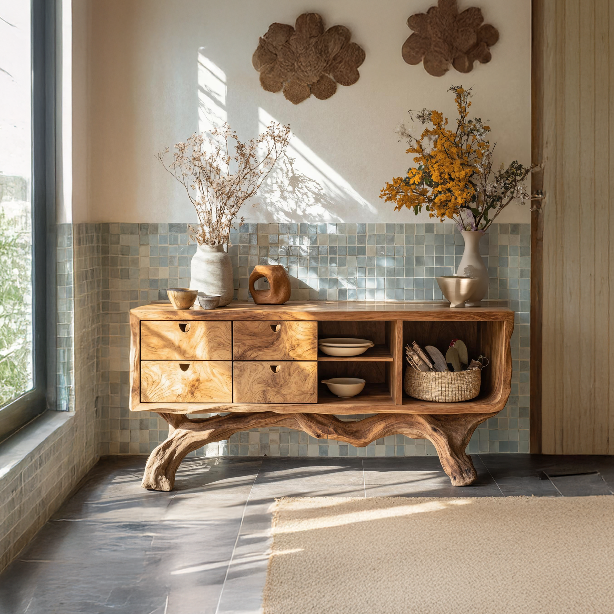 Farmhouse Wooden Console Table For Vintage Living Room SILDTTRCS014