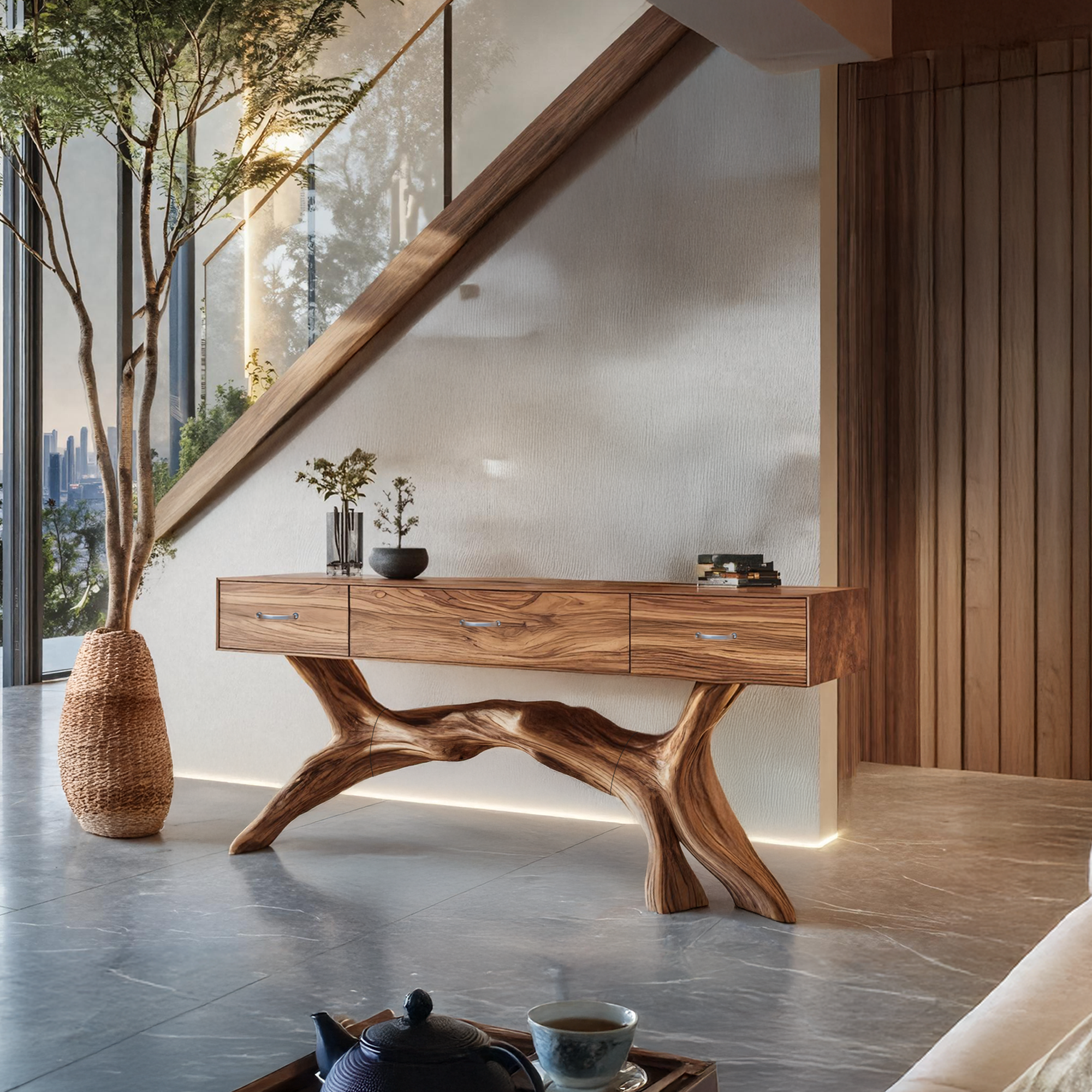 Rustic Wooden Console Table For Furniture Decor With Storage Ideas SILDTTRCS016
