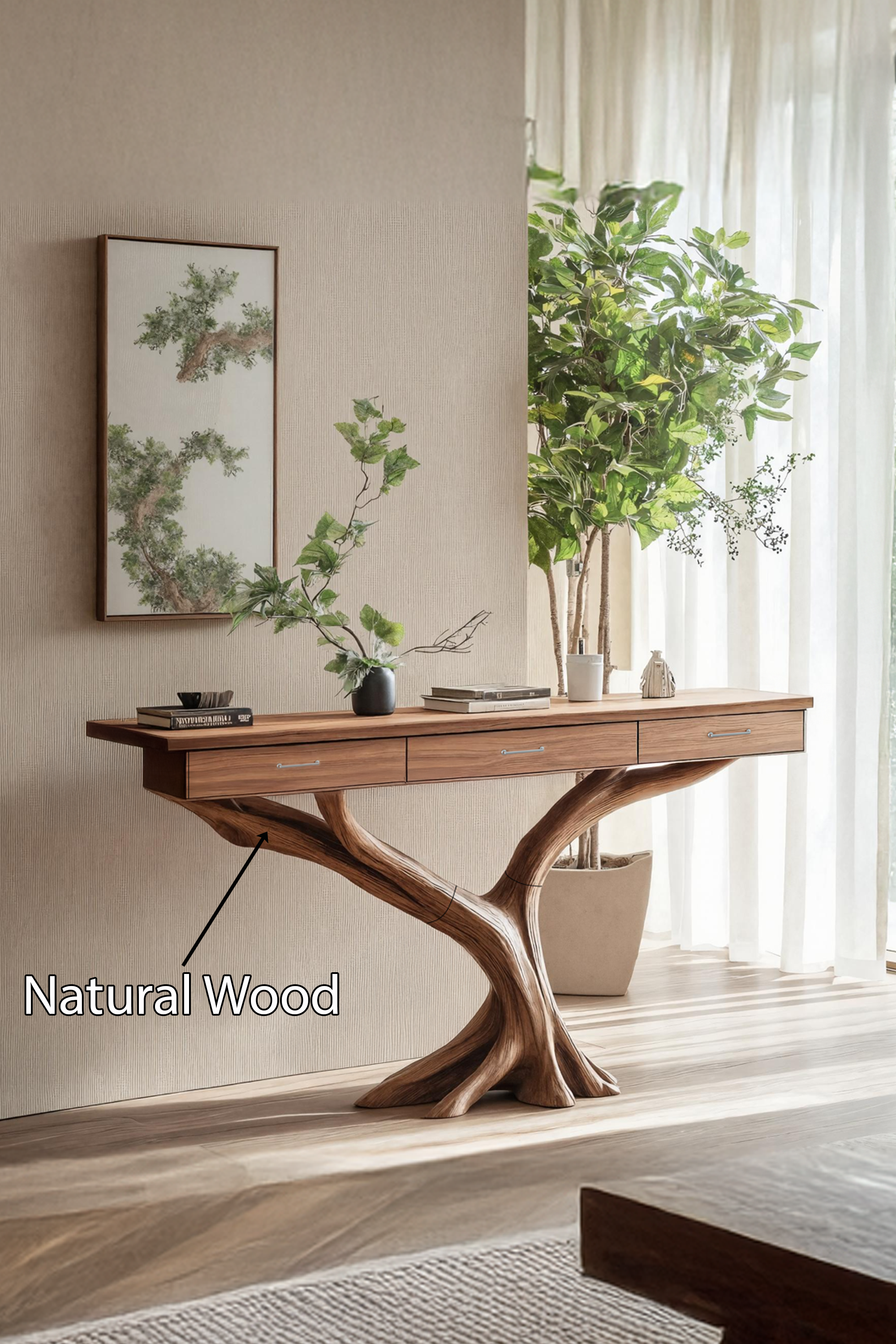 Farmhouse Live Edge Entryway Table For Furniture Decor With Storage SILDTTNCS019