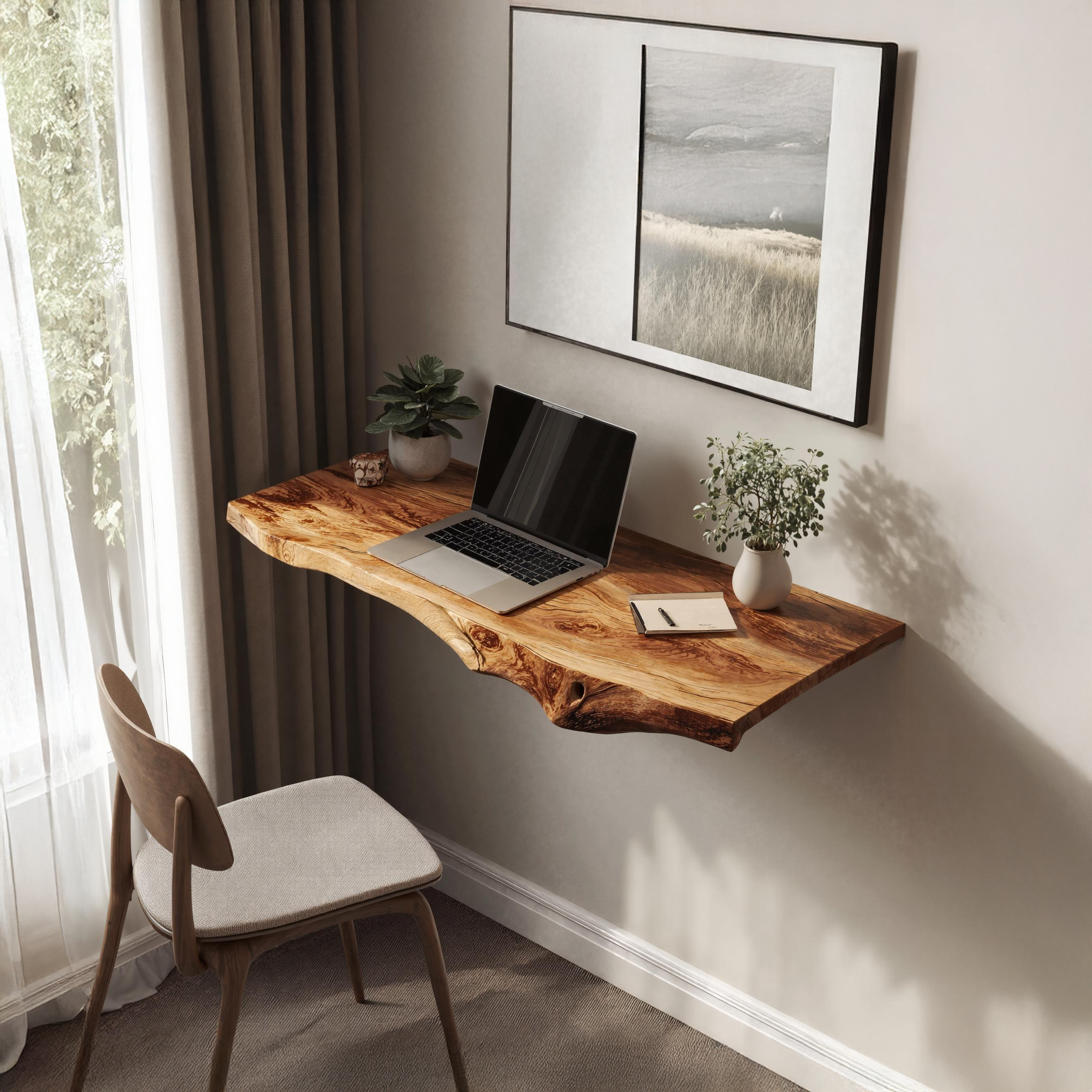 Farmhouse Solid Wood Floating Desk For Relaxed Home Environment SILDTFLD023