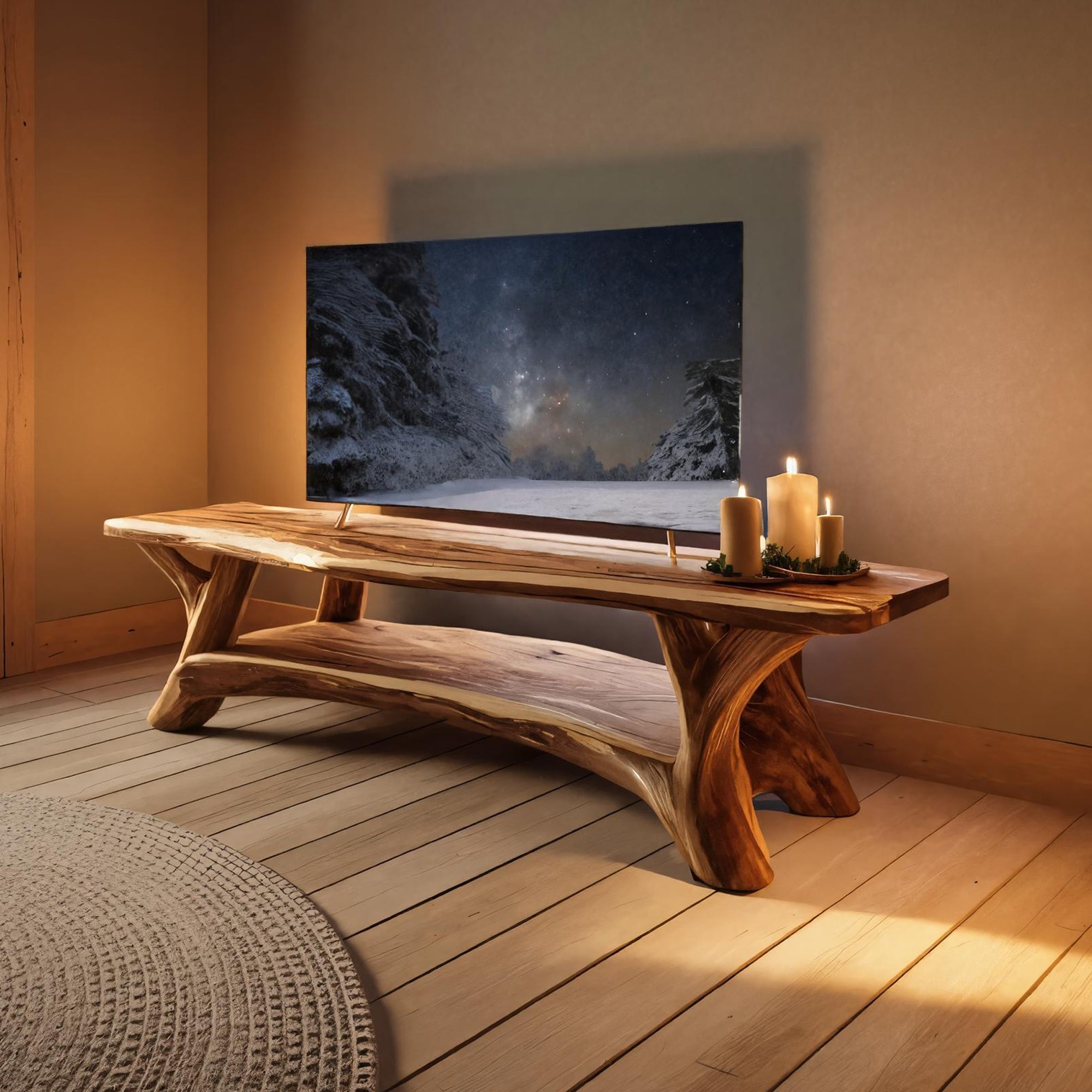 Handcrafted Live Edge Entryway TV Stand For Festive Home Design SILDTTRCTV003