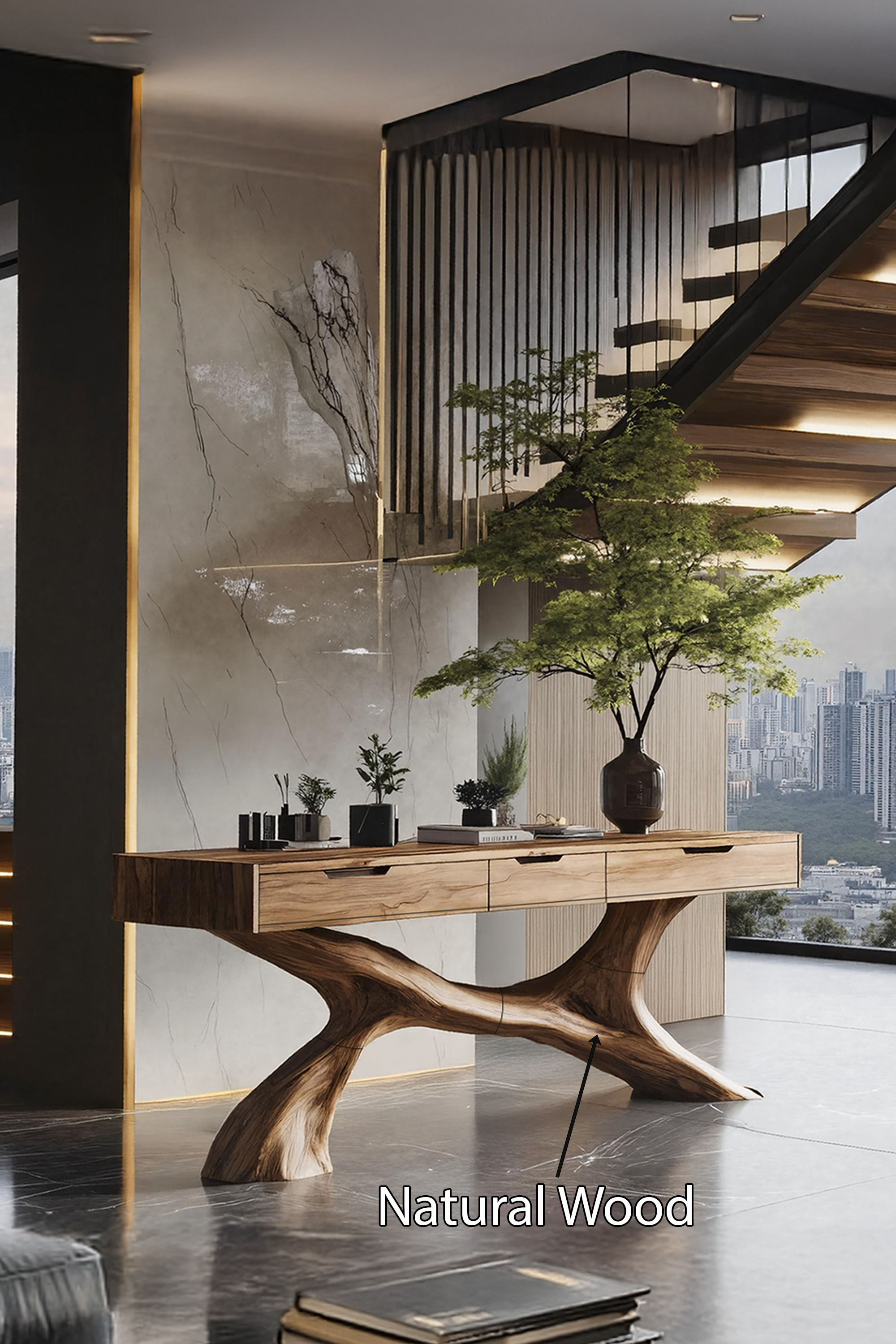 Rustic Wooden Console Table For Living Room SILDTTNCS017