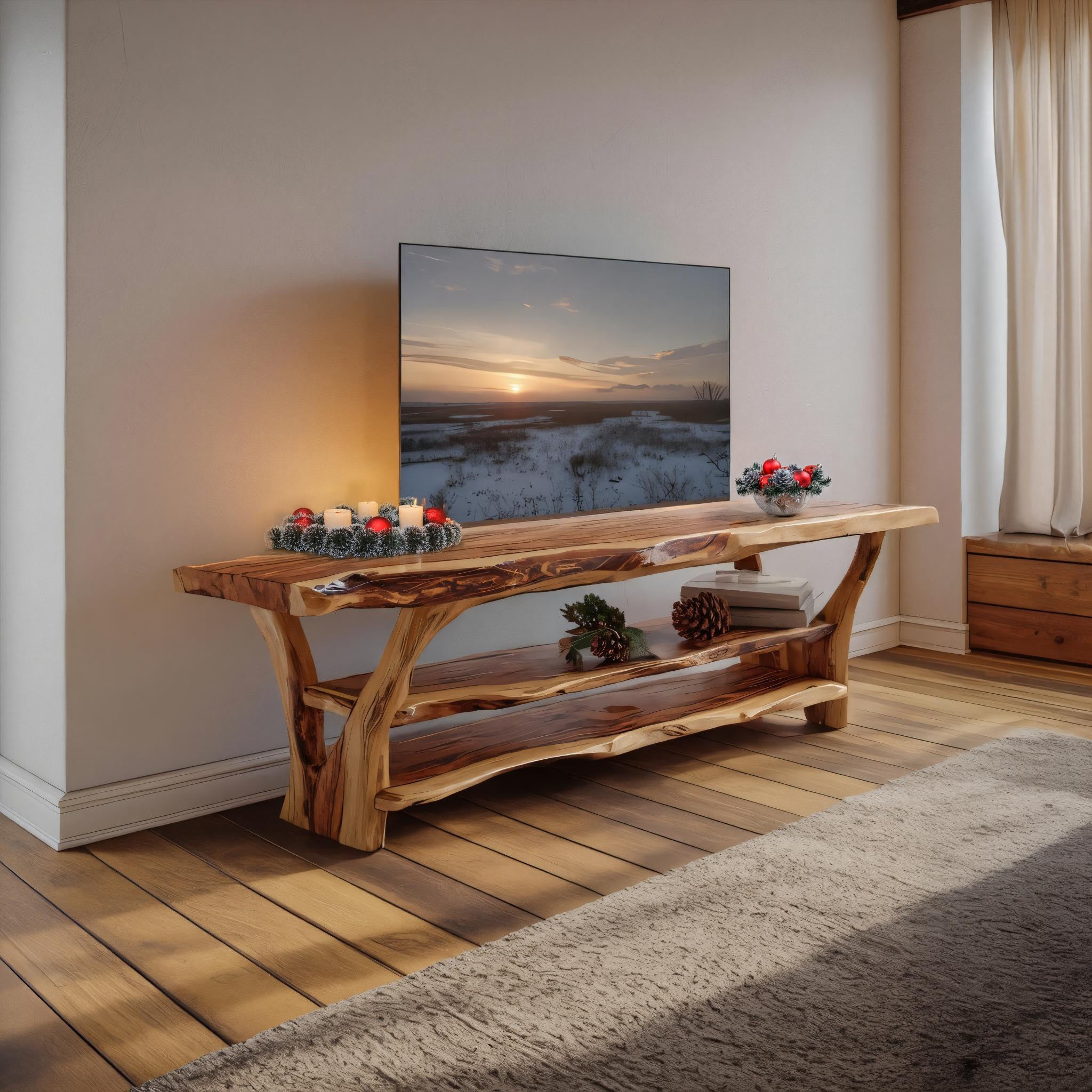 Modern Solid Wood TV Console For Christmas Living Room Design SILDTTRCTV028