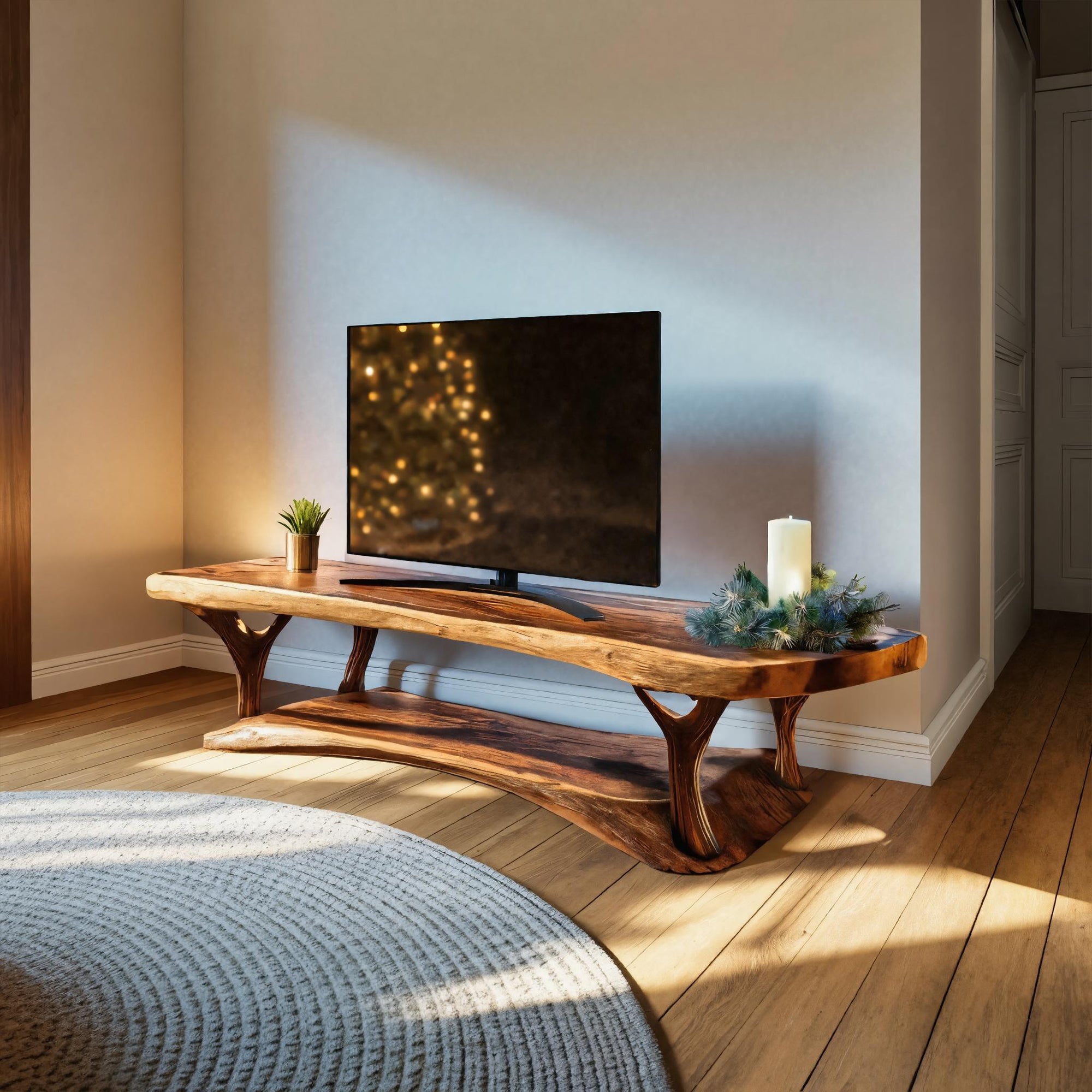 Mid Century Solid Wood TV Console For Holiday Bedroom Decor SILDTTRCTV005