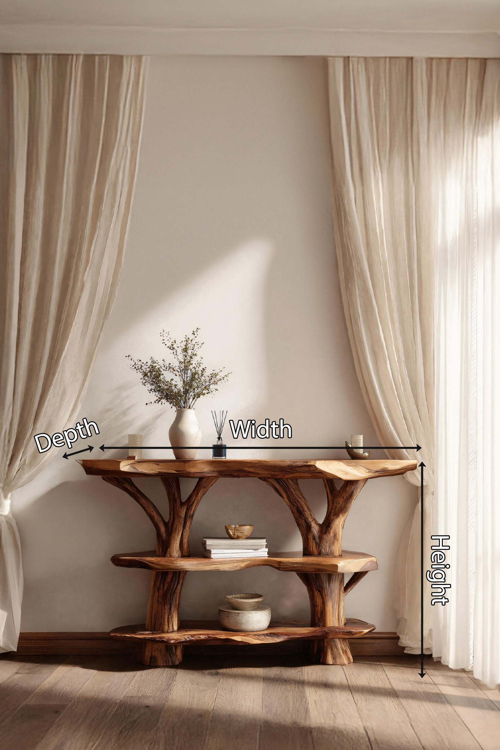 Farmhouse Wooden Live Edge Console Table For Entryway Country Furniture SILDTTNCS042