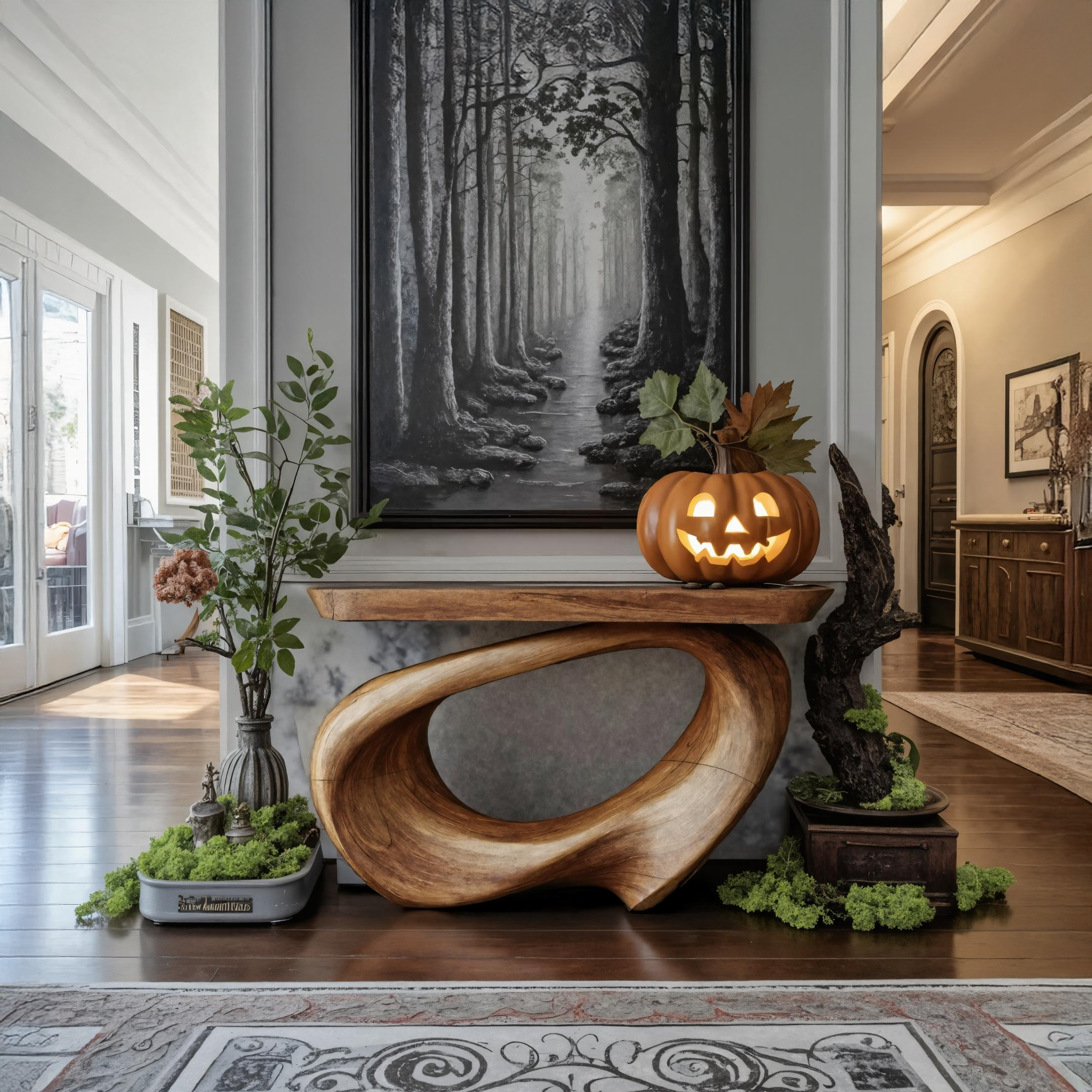 Mid Century Wooden Live Edge Coffee Table For Entryway Design Halloween Style SILDTTNHCS007