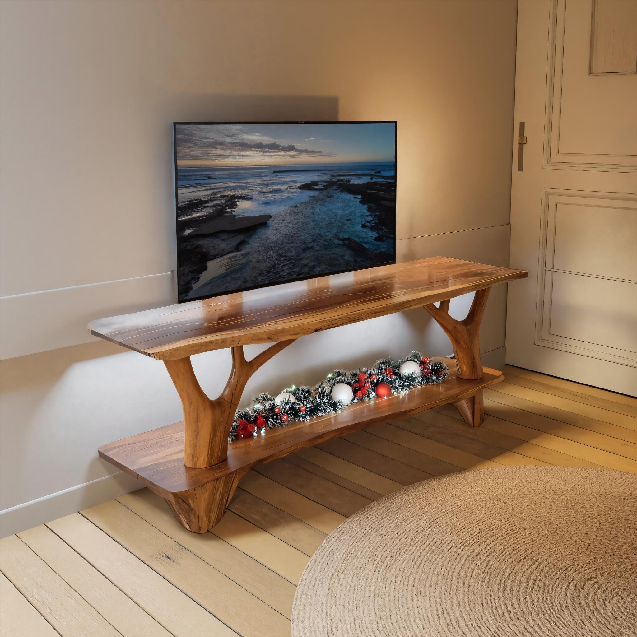 Handcrafted Live Edge Entryway TV Stand For Noel Home Decor SILDTTRCTV031