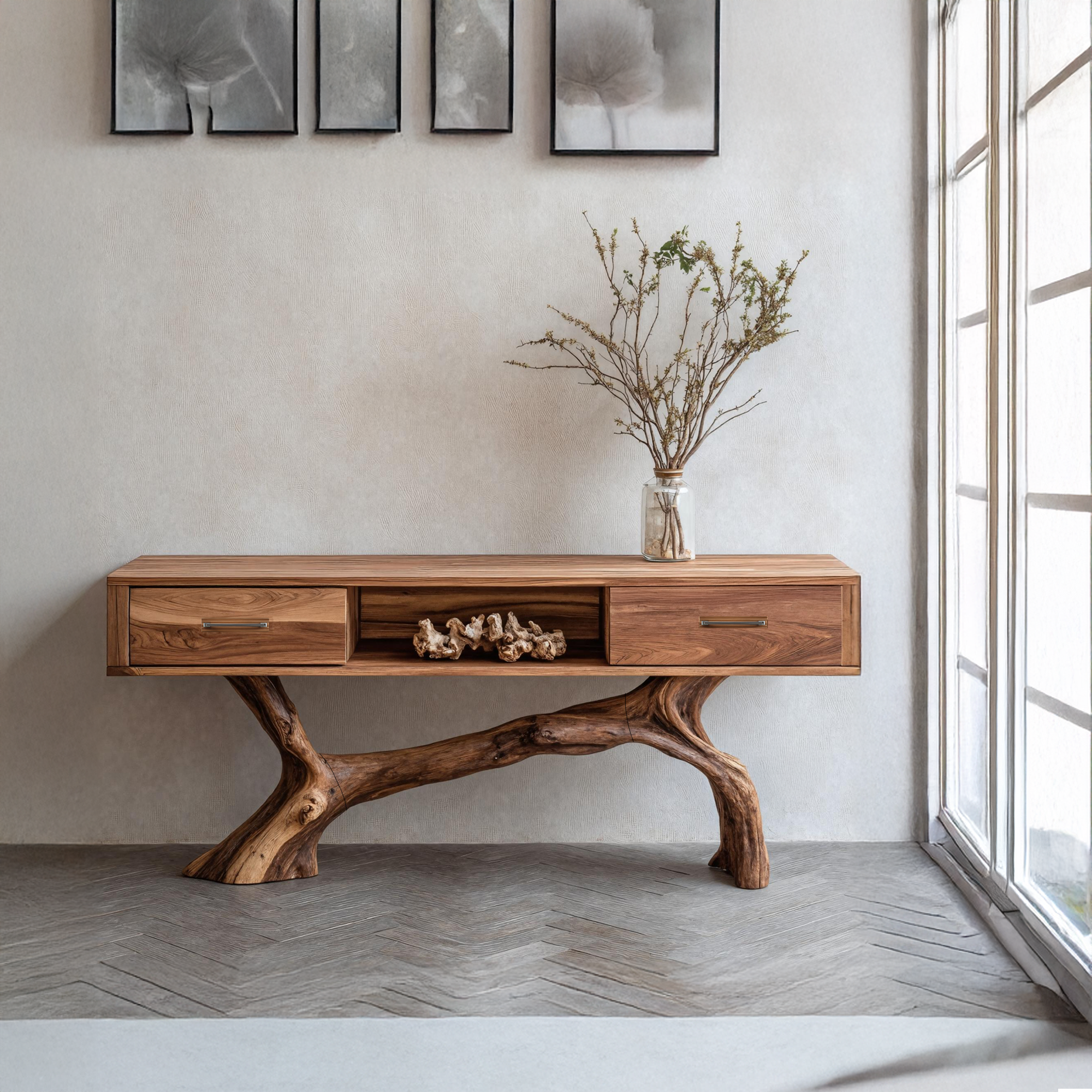 Handcrafted Live Edge Entryway Table For Furniture Decor Accent SILDTTRCS007