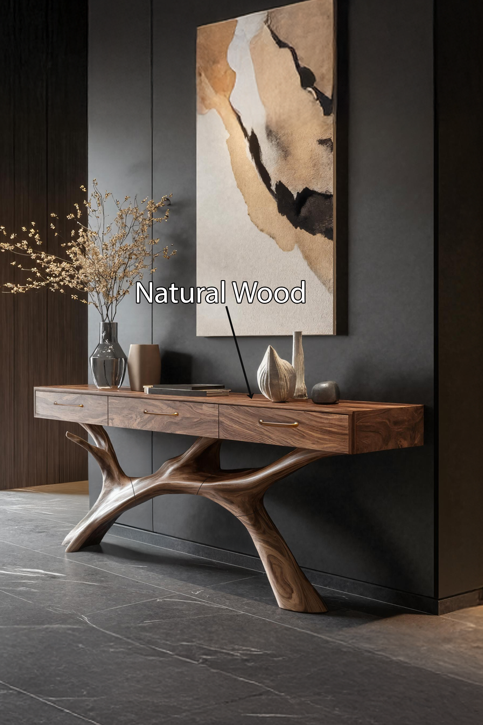 Rustic Live Edge Entryway Table For Warm Living Room SILDTTNCS009