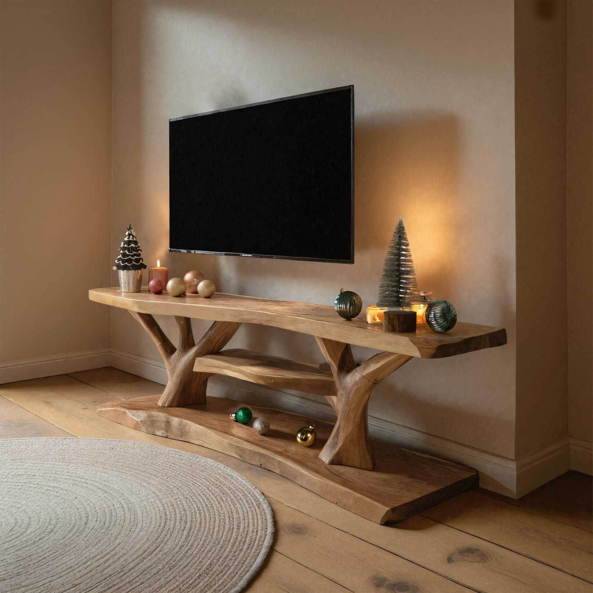 Mid Century Wooden Live Edge TV Console For Cozy Holiday Gift SILDTTRCTV037