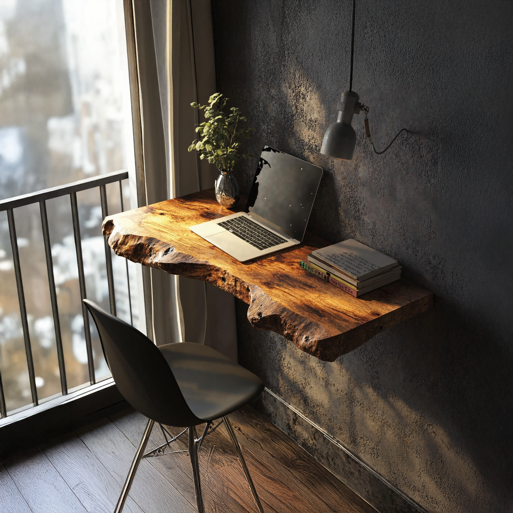 Mid Century Solid Wood Floating Desk For Functional Home Office SILDTFLD013