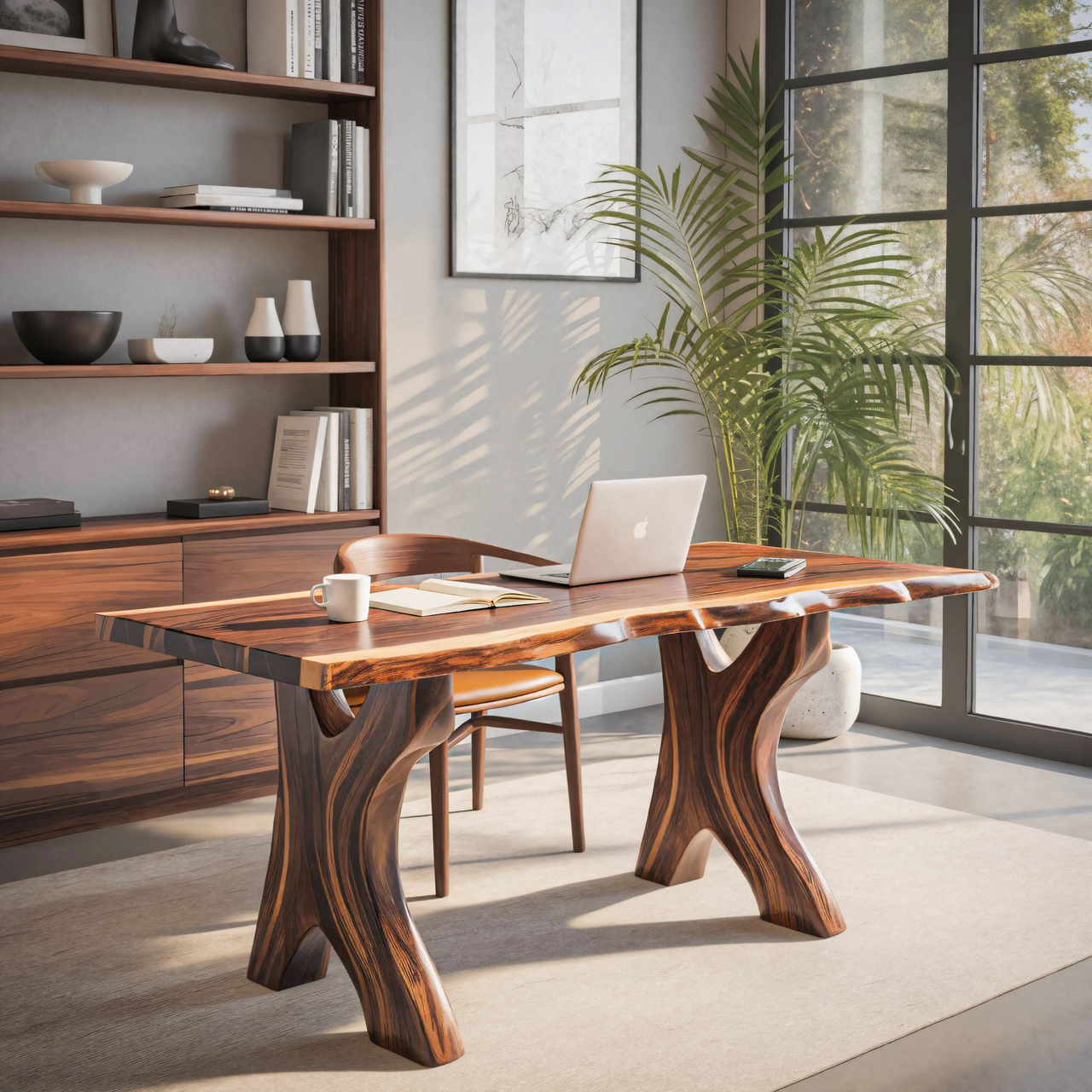 Modern Sculptural Live Edge Desk With Curved Legs For Studio SITHTTDE038