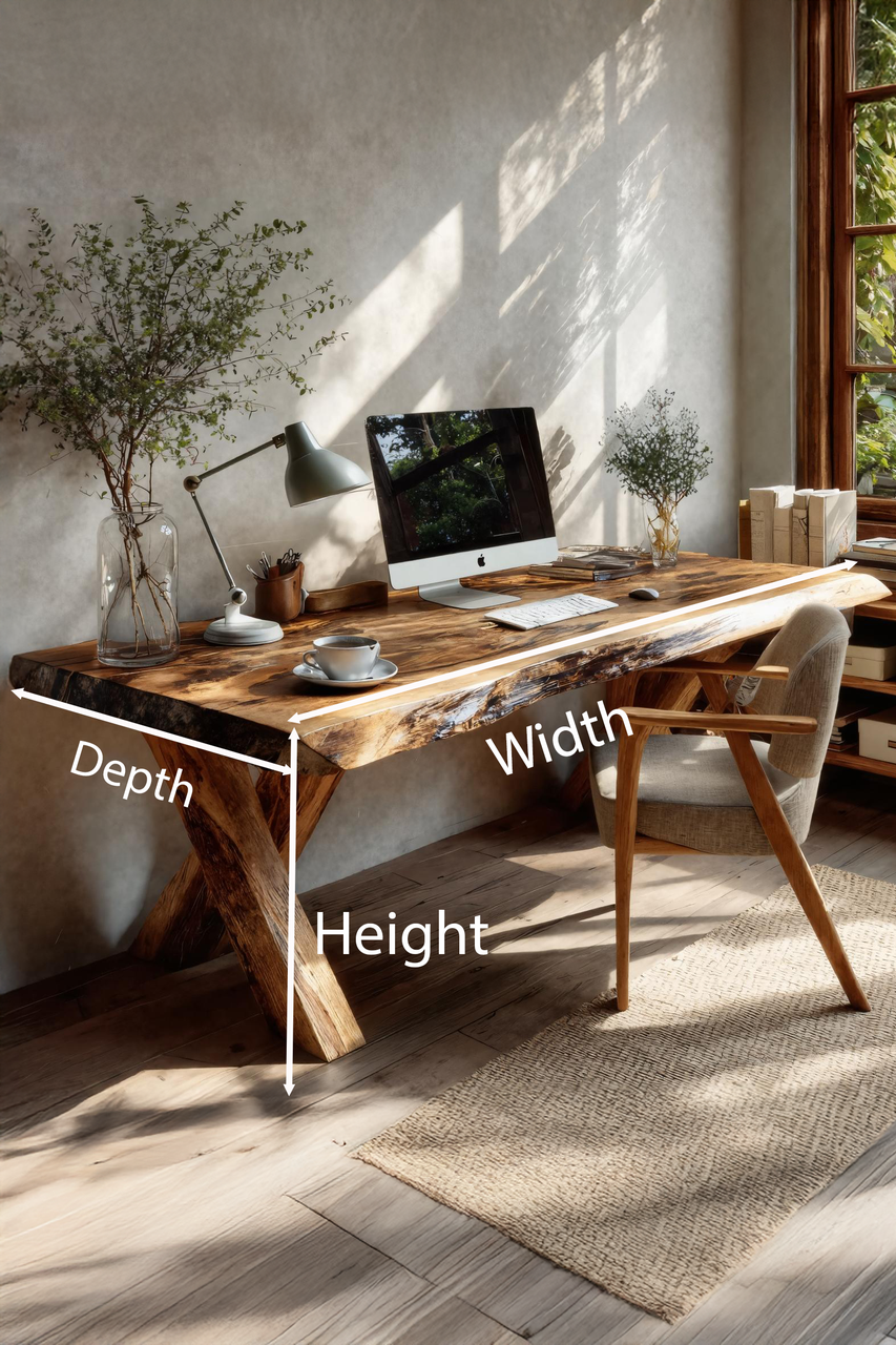 Rustic Live Edge Desk With X Legs For Home Office SITHTTDE035