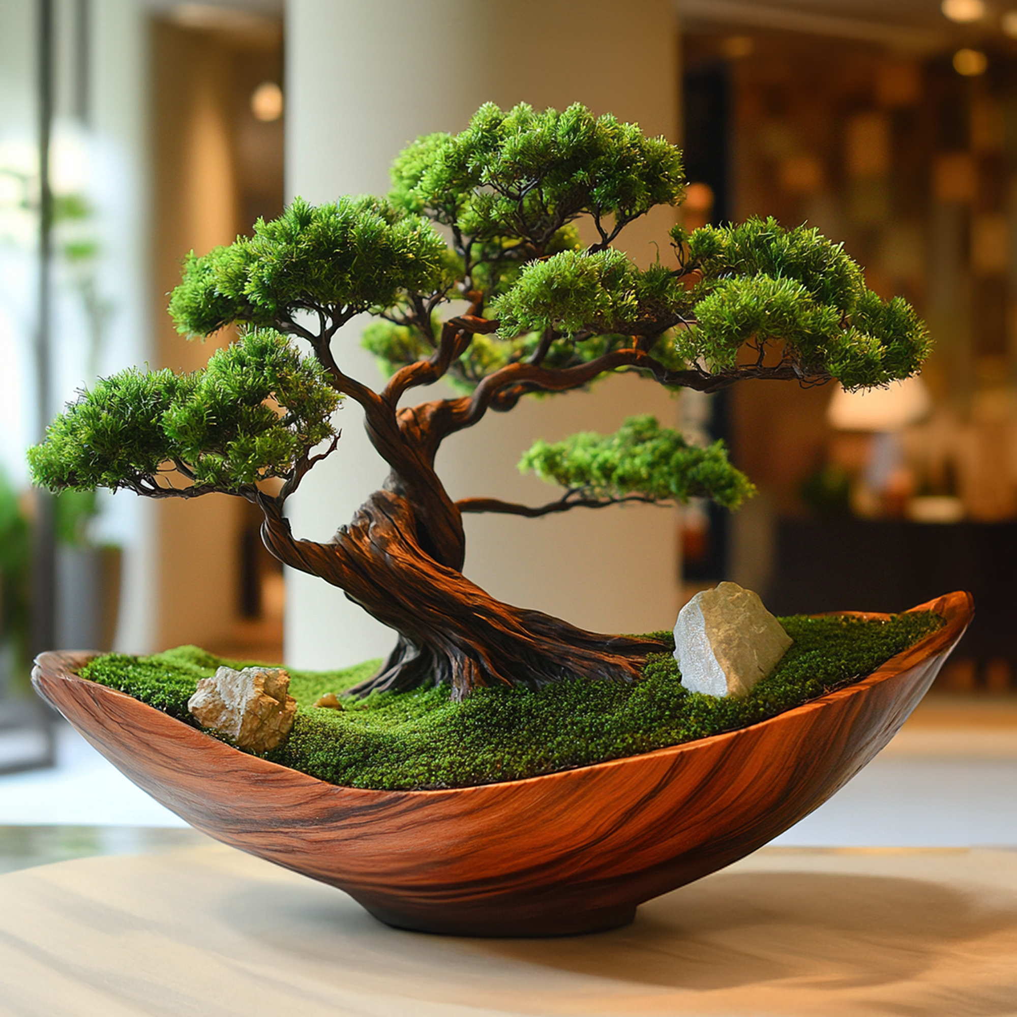 Moss Preserved Wooden Planter Driftwood Bowl SINLBD012