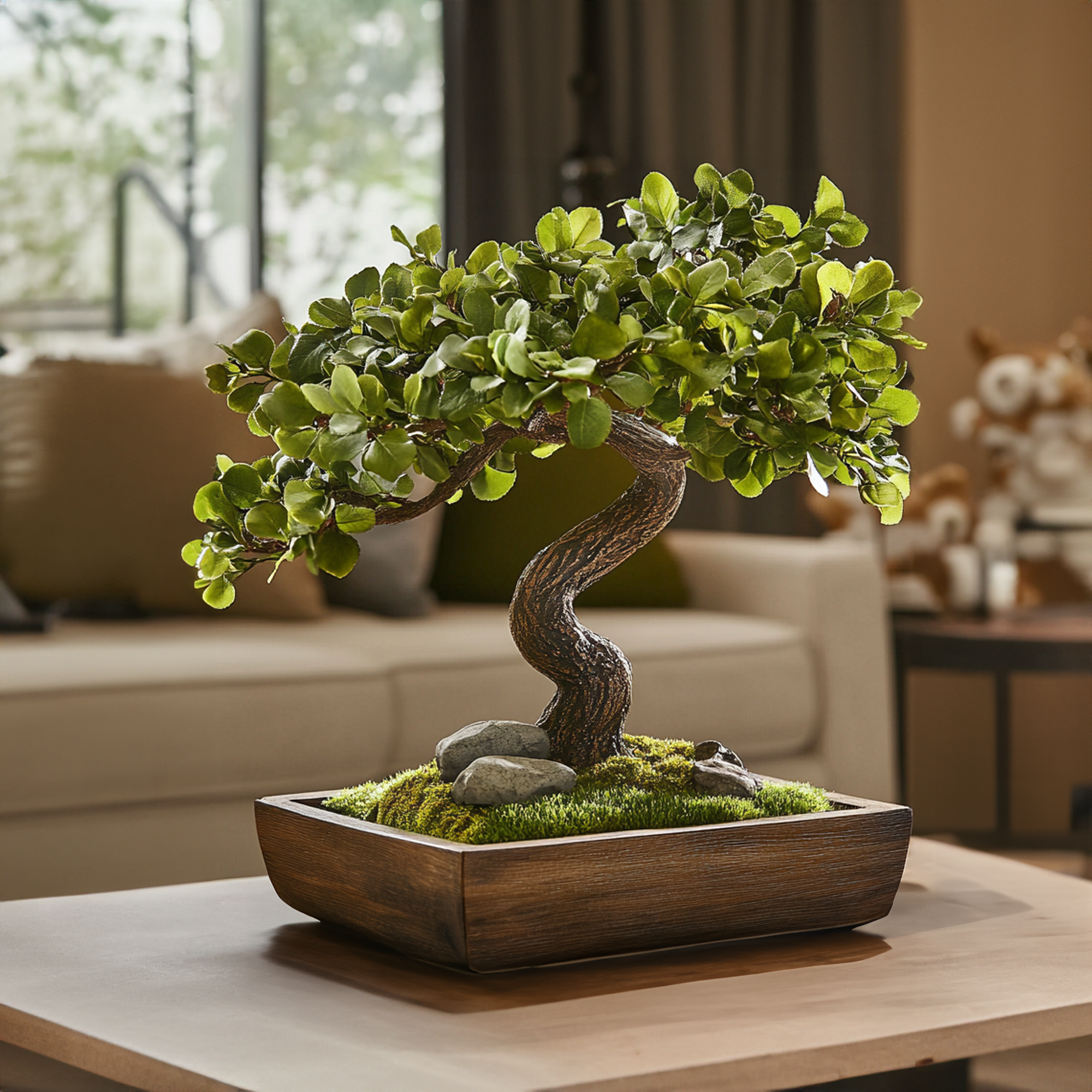Bonsai Driftwood Preserved Moss Wood Sculpture Pot SINLBD016