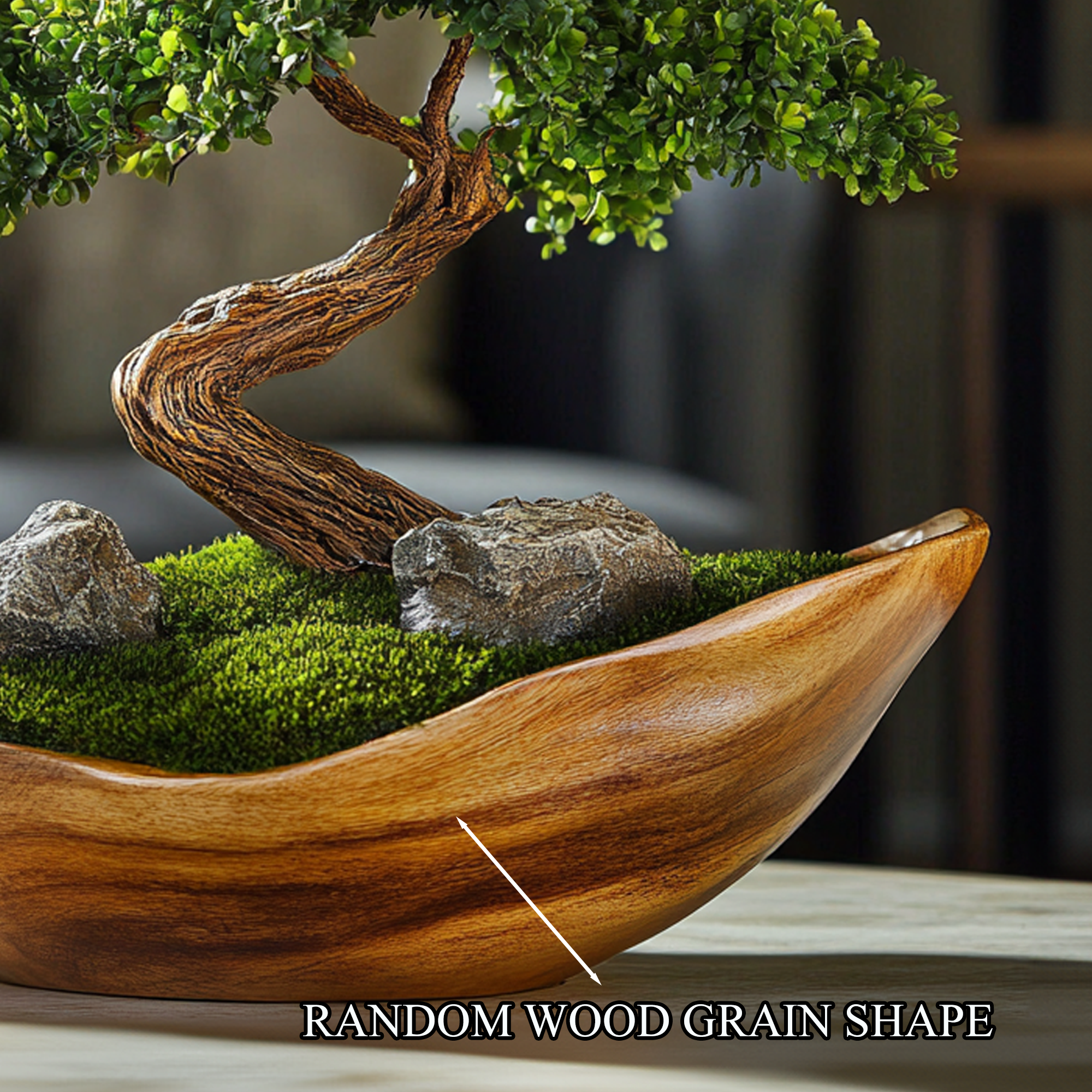 Moss Wood Statue Preserve Bonsai Driftwood Pot SINLBD019