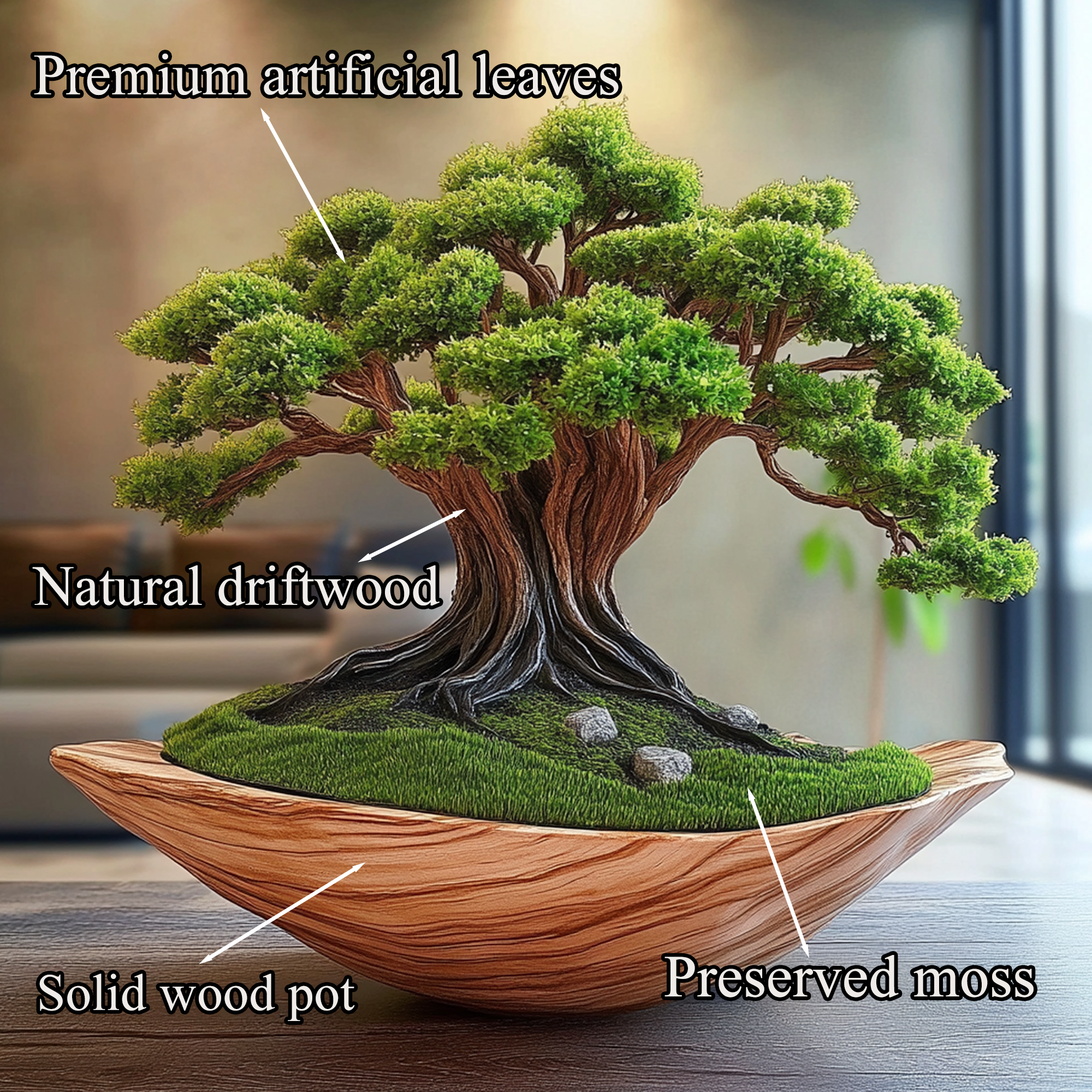 Driftwood Bonsai Tree Bonsai Driftwood Preserved Moss SINLBD007