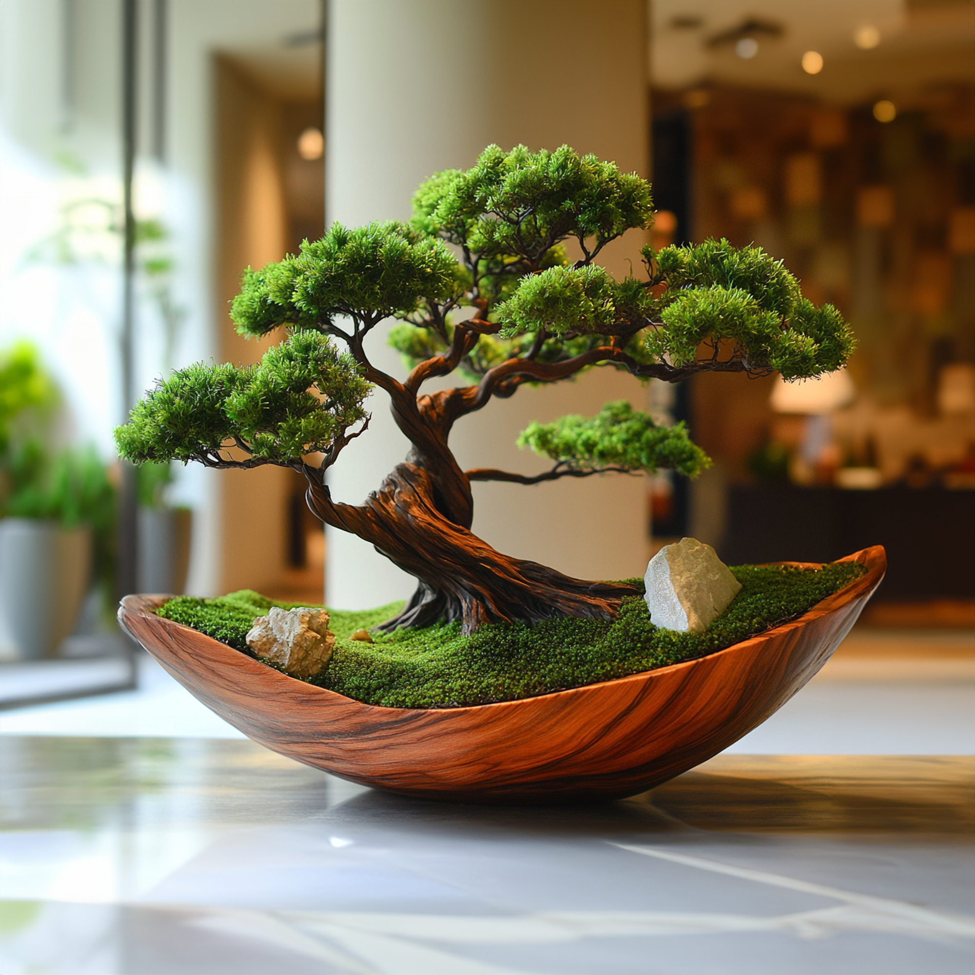 Moss Preserved Wooden Planter Driftwood Bowl SINLBD012