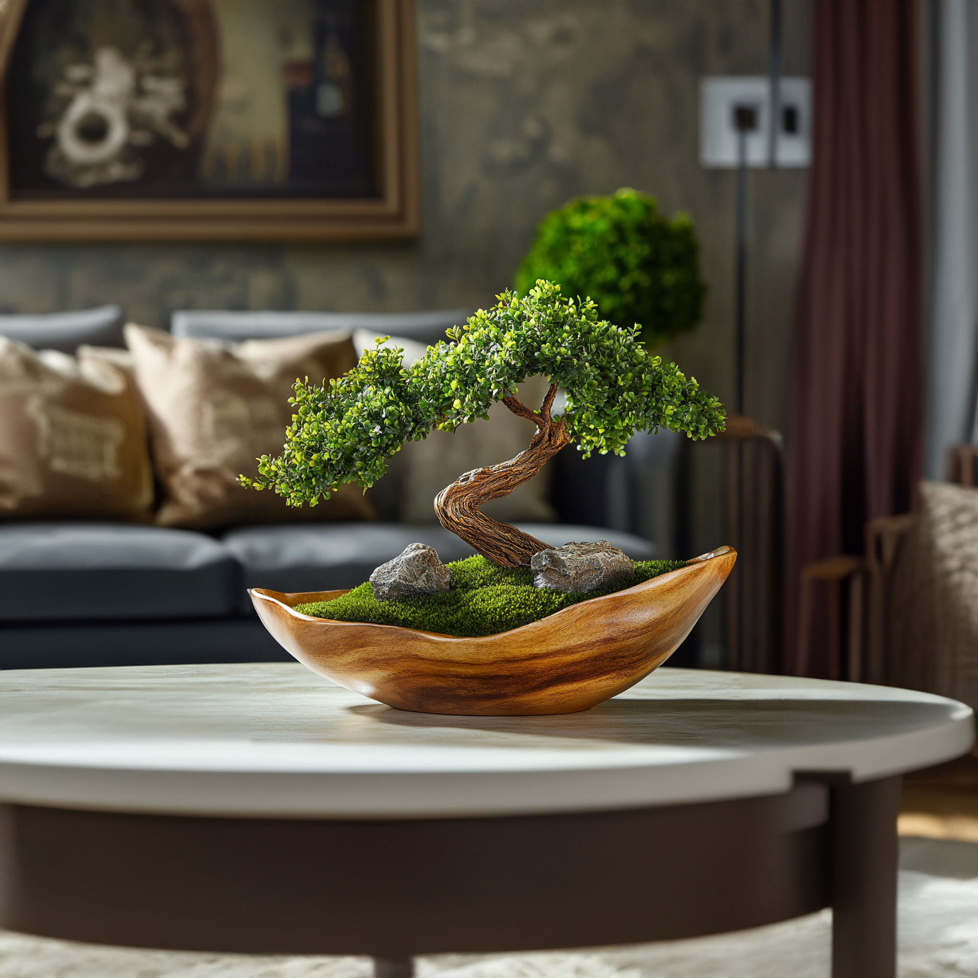 Moss Wood Statue Preserve Bonsai Driftwood Pot SINLBD019