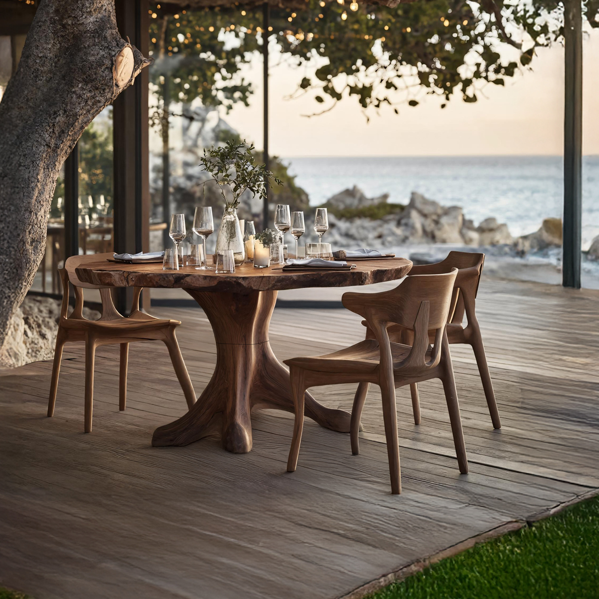 Handcrafted Wood Table For Custom Kitchen Setup SILDTTRDN015