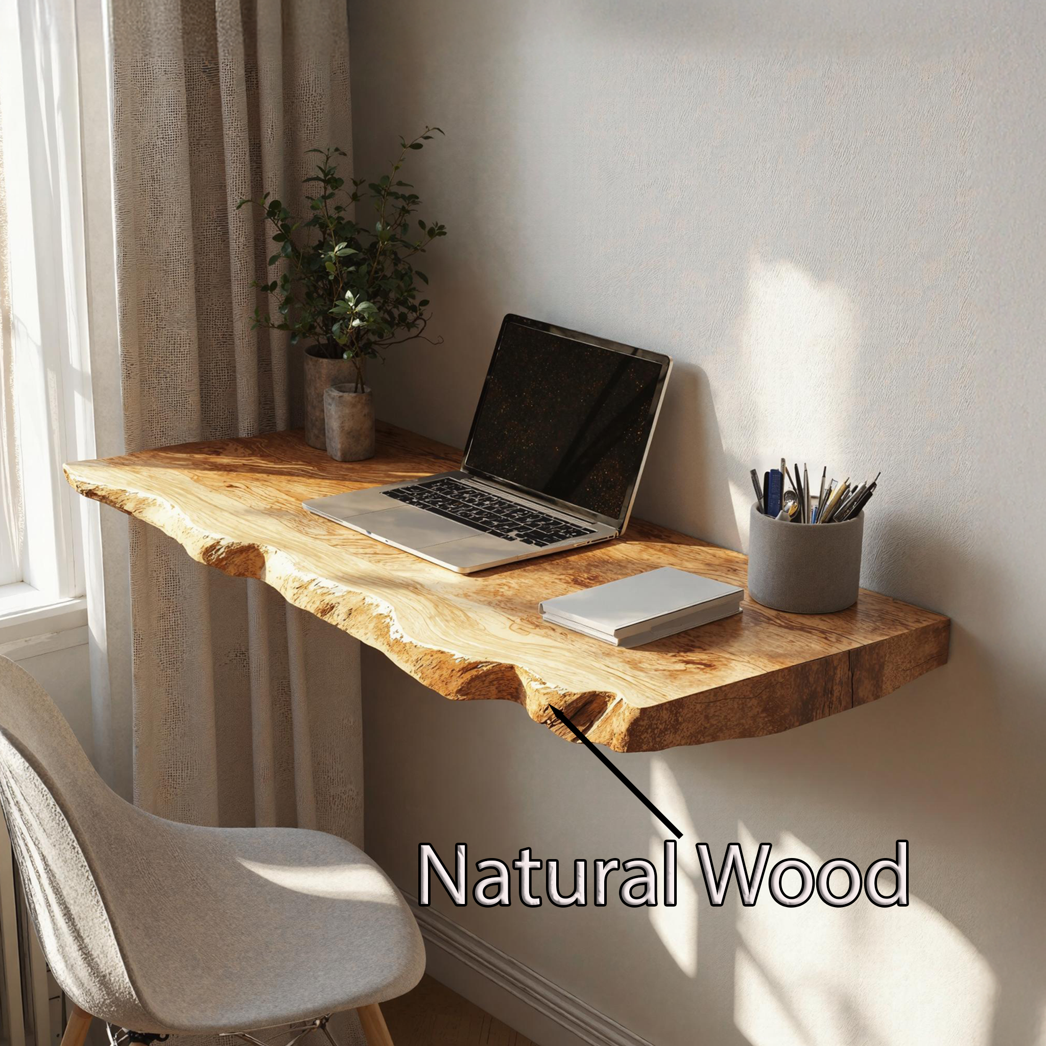 Rustic Wooden Floating Table For Thoughtful Bedroom Decoration SILDTFLD030