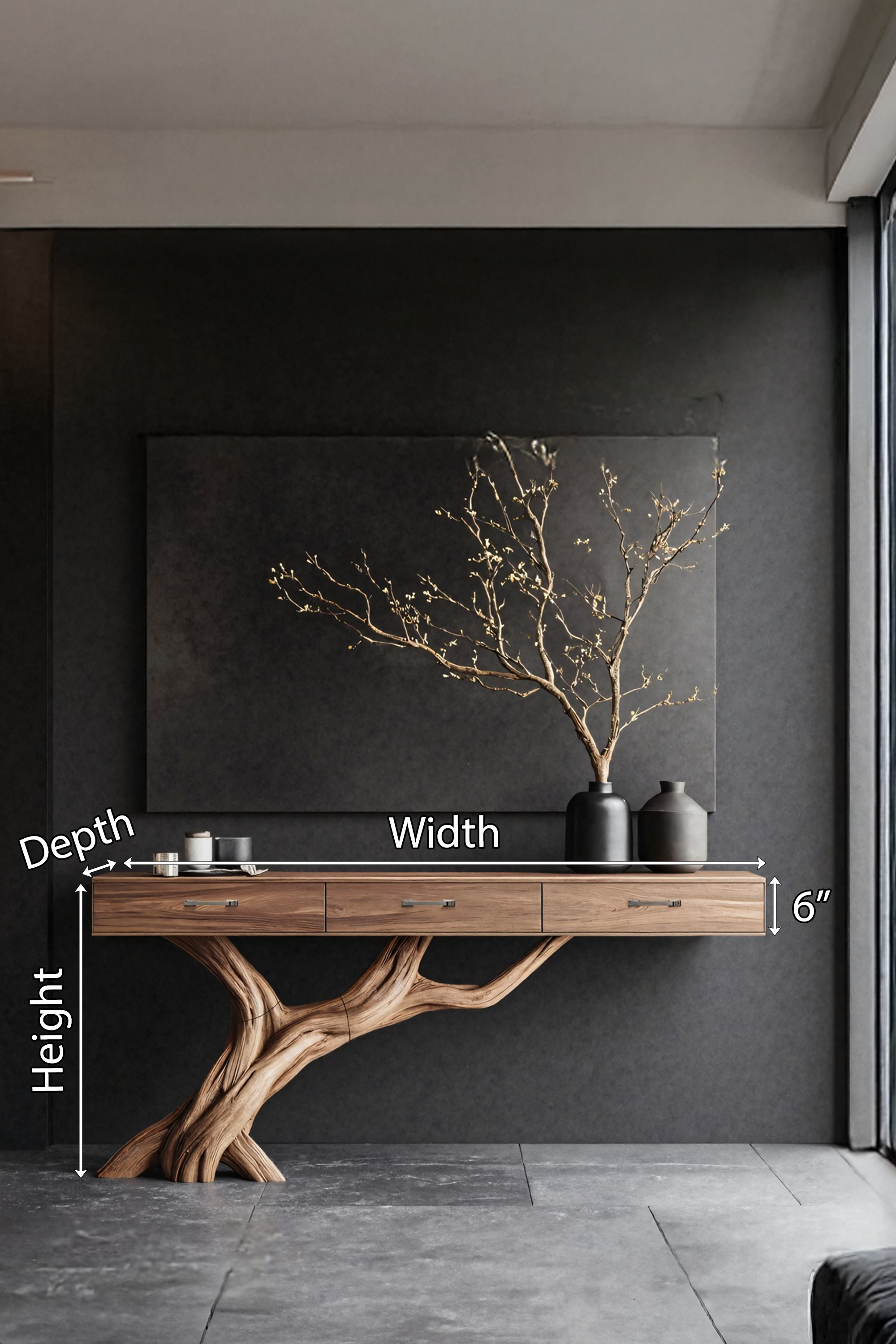 Rustic Solid Wood Dressing Table For Entryway Design Country Style SILDTTNCS025