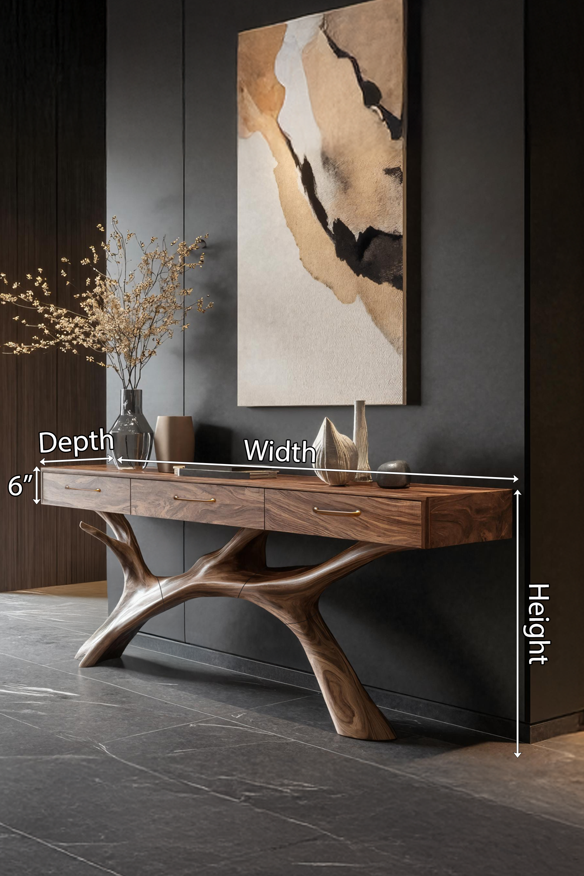 Rustic Live Edge Entryway Table For Warm Living Room SILDTTNCS009