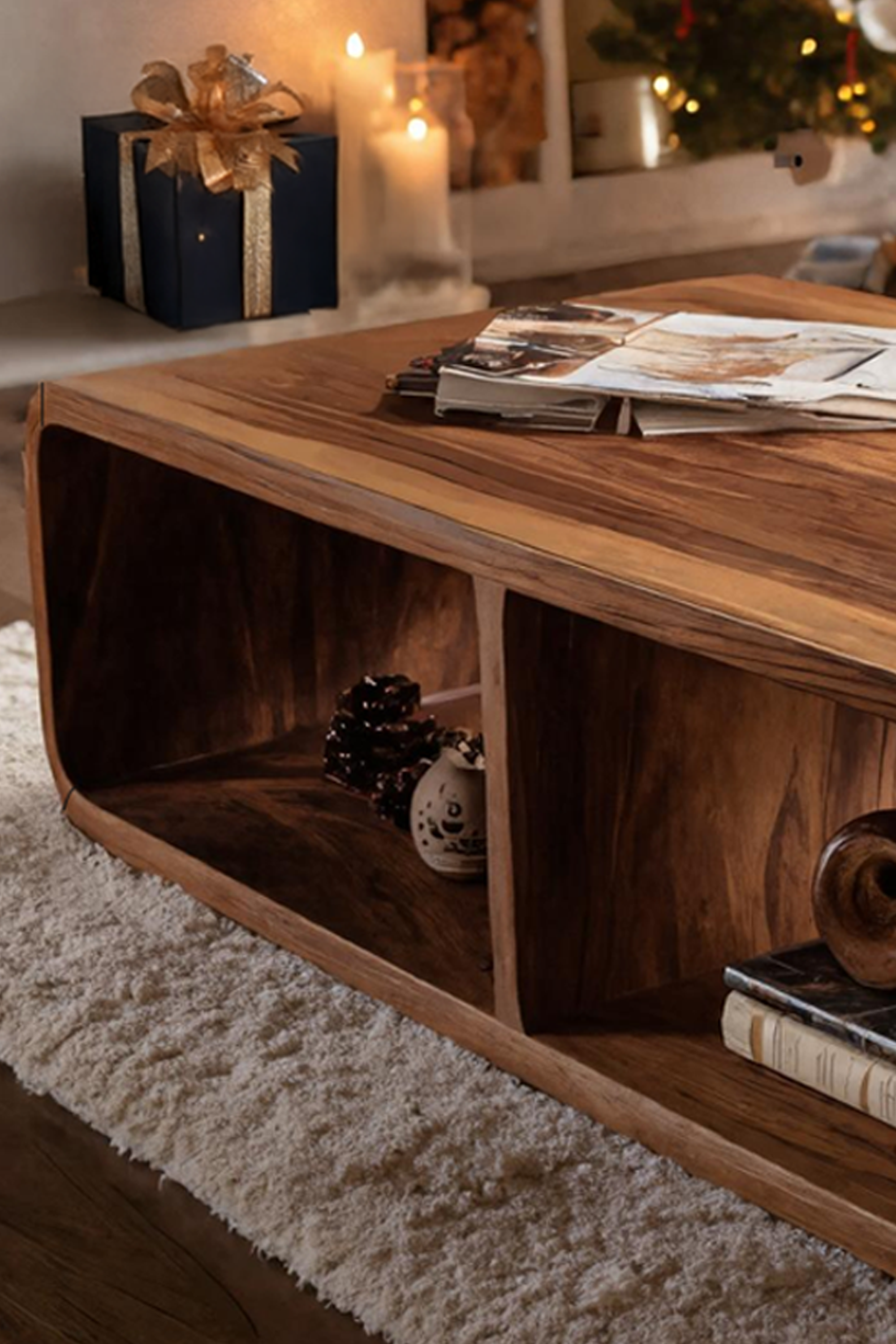 Handcrafted Wooden Coffee Table For Christmas Living Room Style SILDTTRCCF037