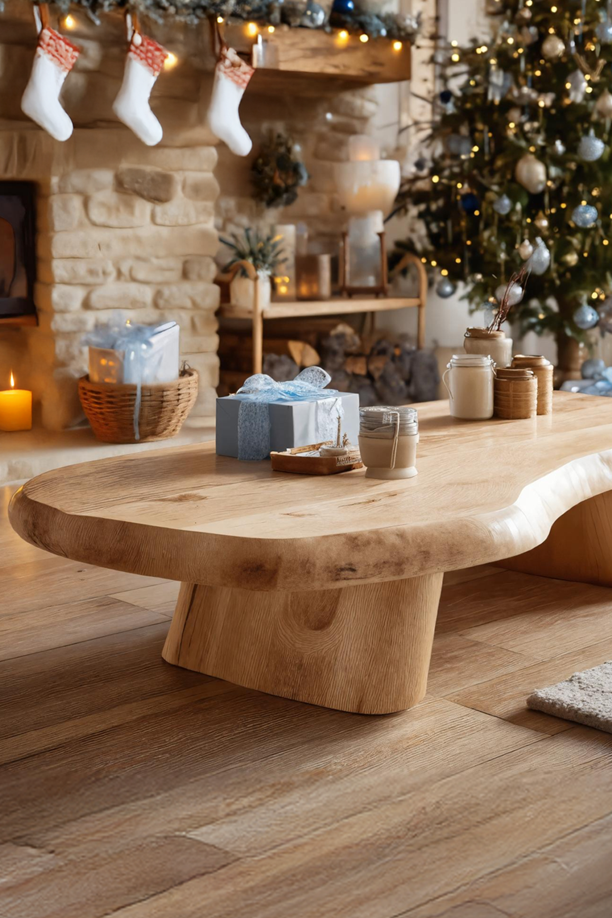 Rustic Wooden Live Edge Coffee Table For Christmas Furniture And Decor SILDTTRCCF033