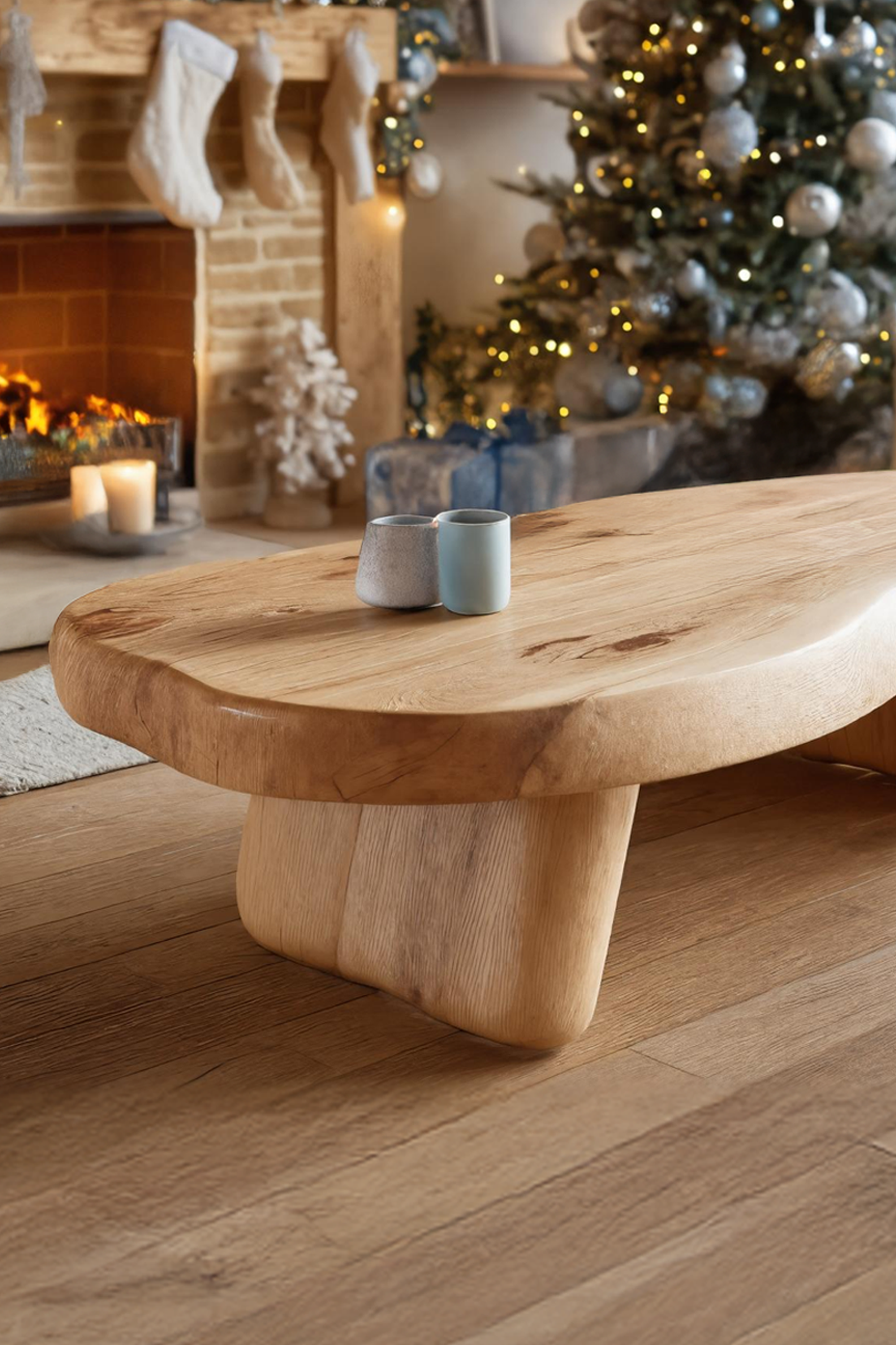 Farmhouse Solid Wood Live Edge Coffee Table For Christmas Decor Ideas SILDTTRCCF027