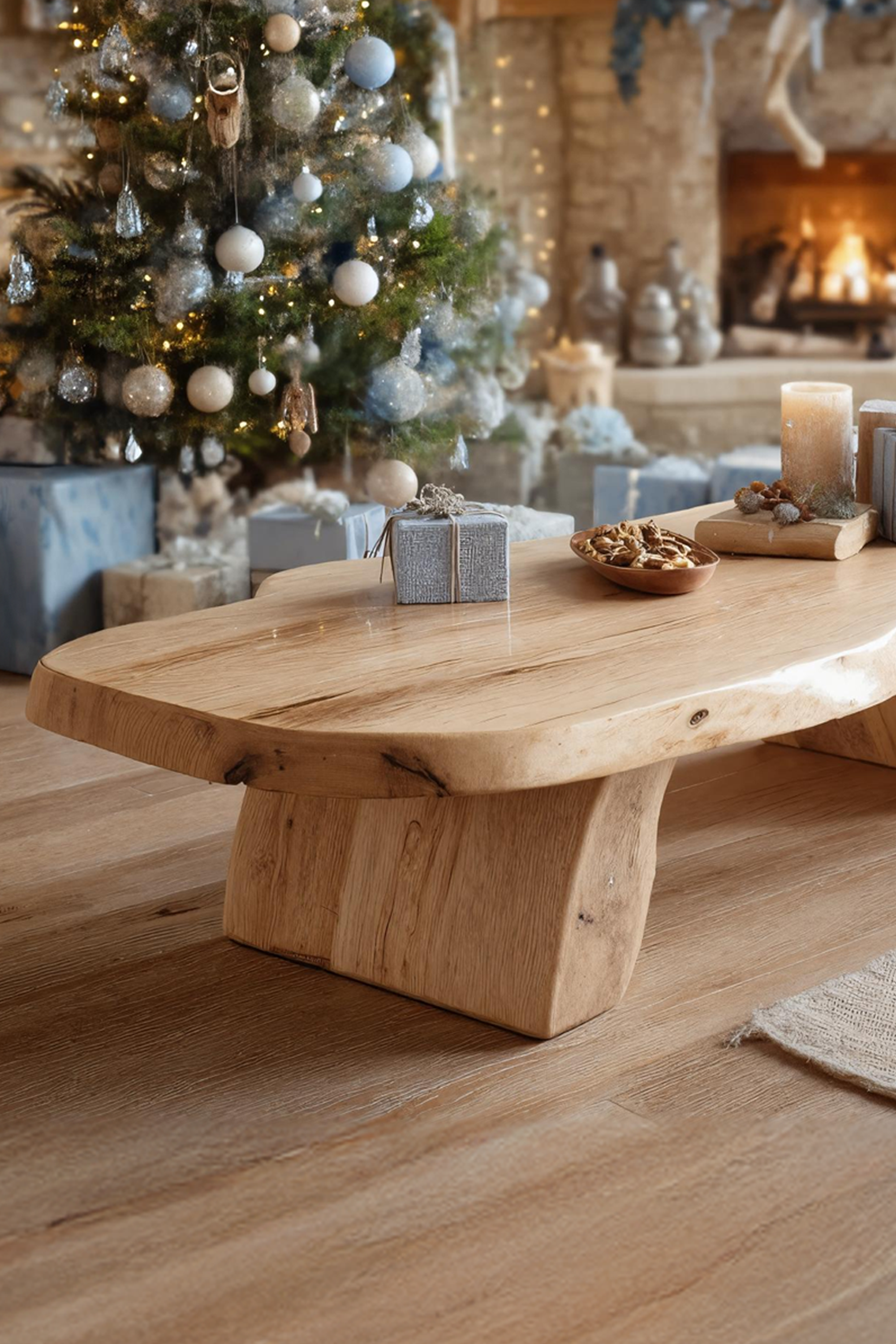 Handcrafted Modern Coffee Table Solid Wood For Christmas Living Room SILDTTRCCF029