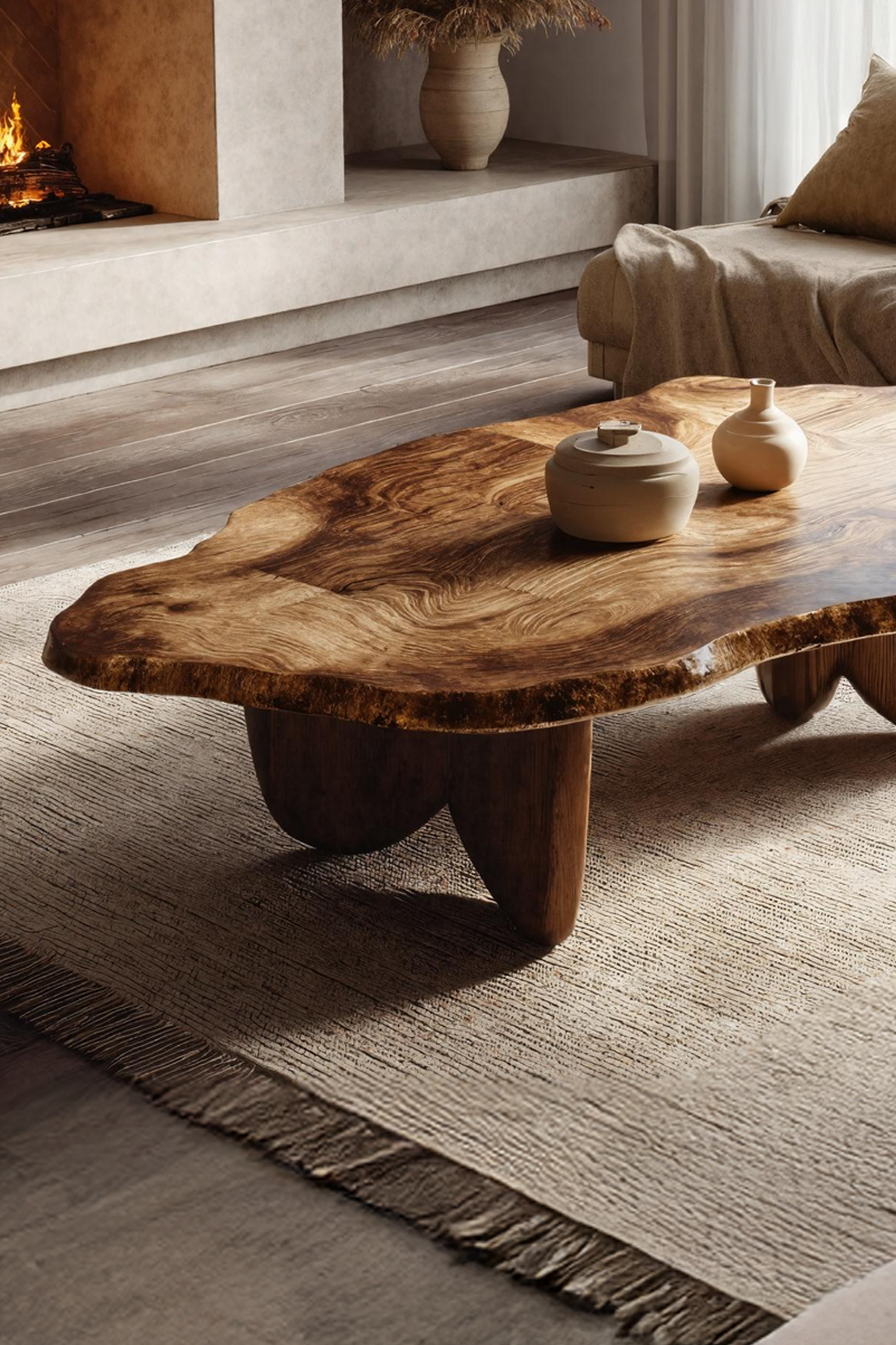 Rustic Solid Wood Live Edge Coffee Table For Entryway Design SILDTTRCF040