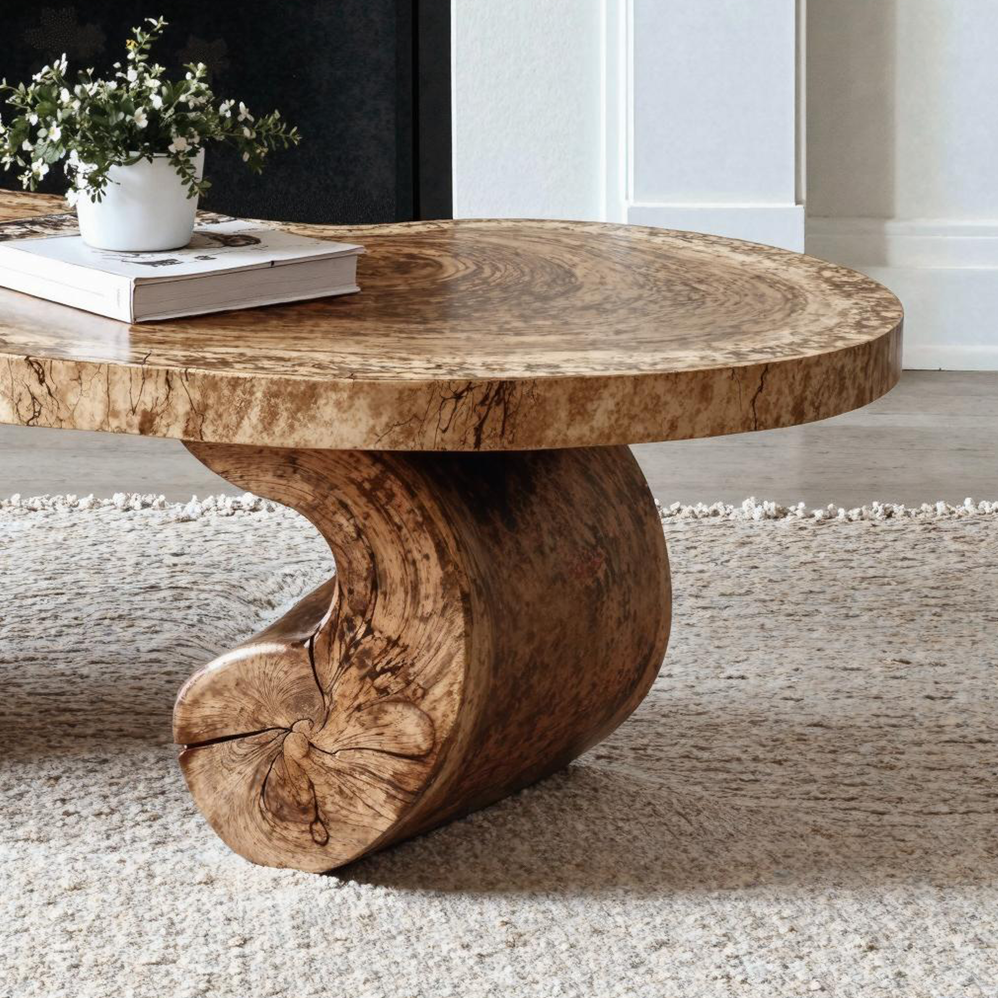 Handmade Live Edge Wood Coffee Table Natural Look SILDTCF103