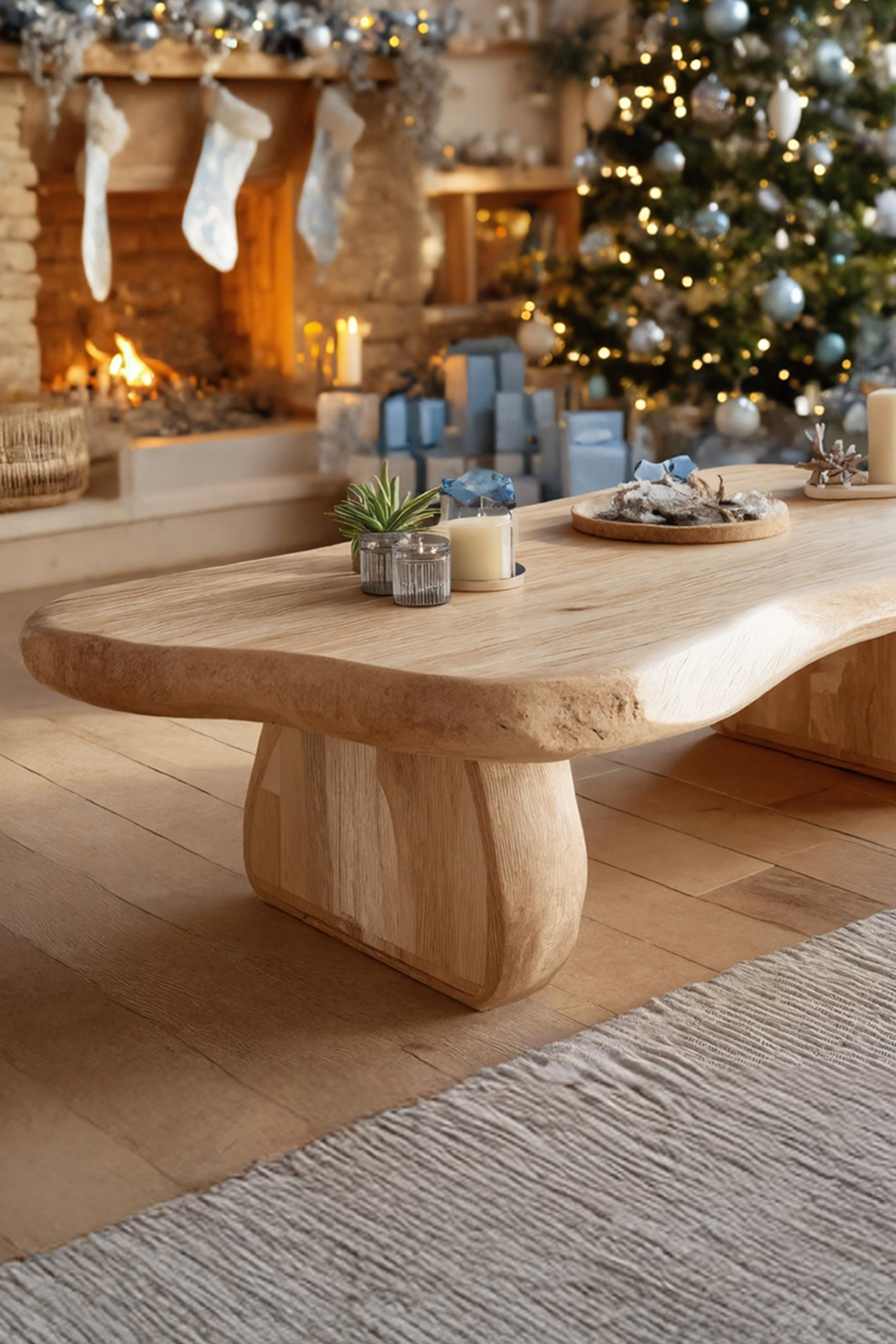 Rustic Farmhouse Solid Wood Coffee Table For Christmas Furniture Accent SILDTTRCCF031