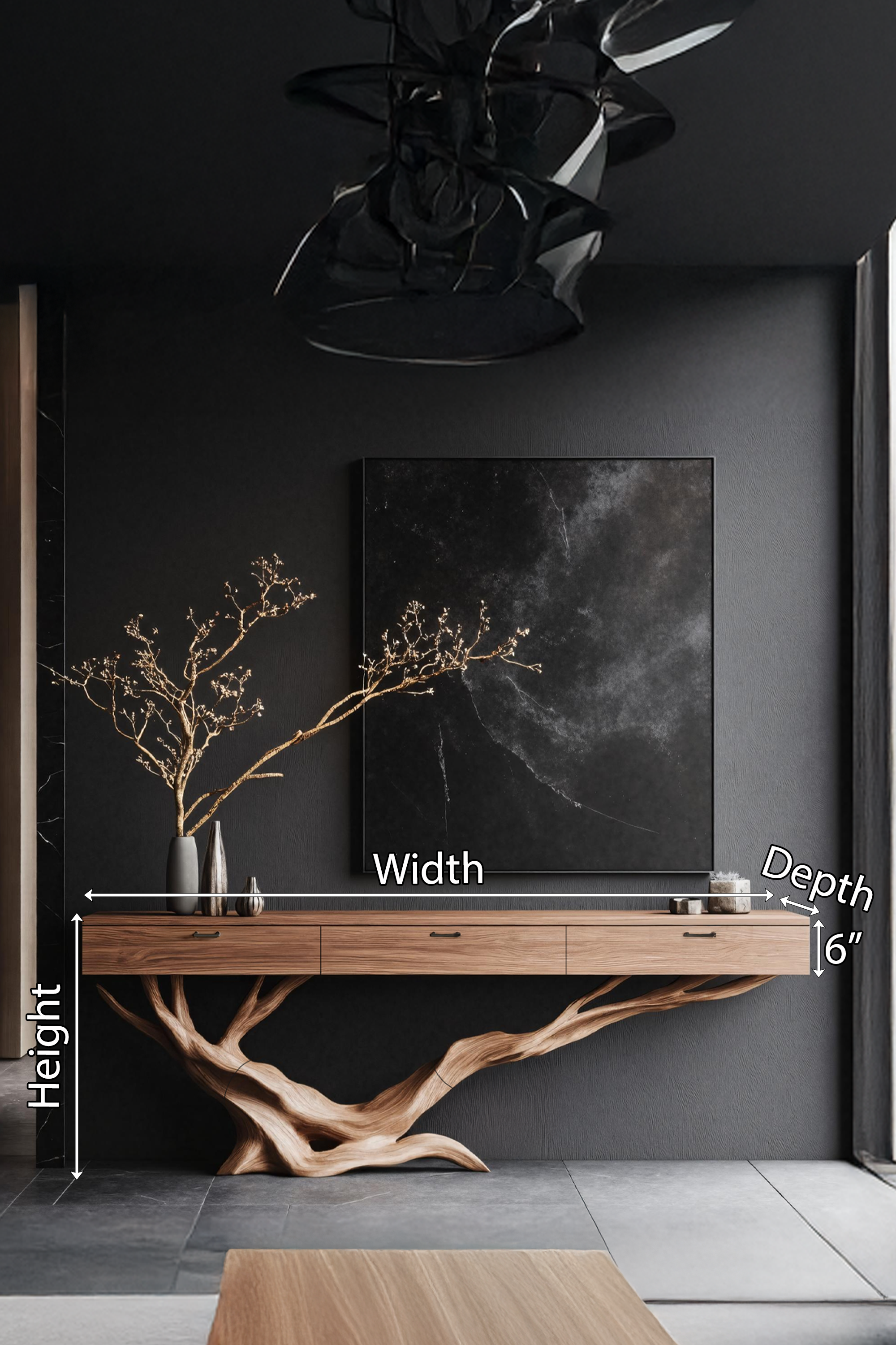 Mid Century Live Edge Entryway Table For Furniture Decor Modern SILDTTNCS006