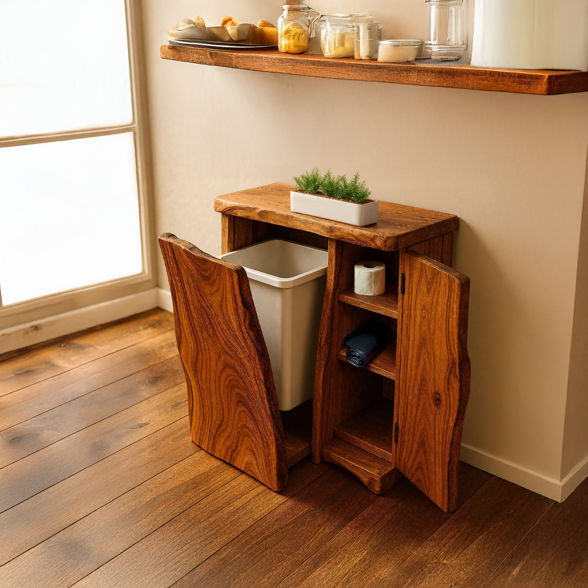 Handcrafted Tilt Out Trash Bin Cabinet For Kitchen Use SILDTTRB006