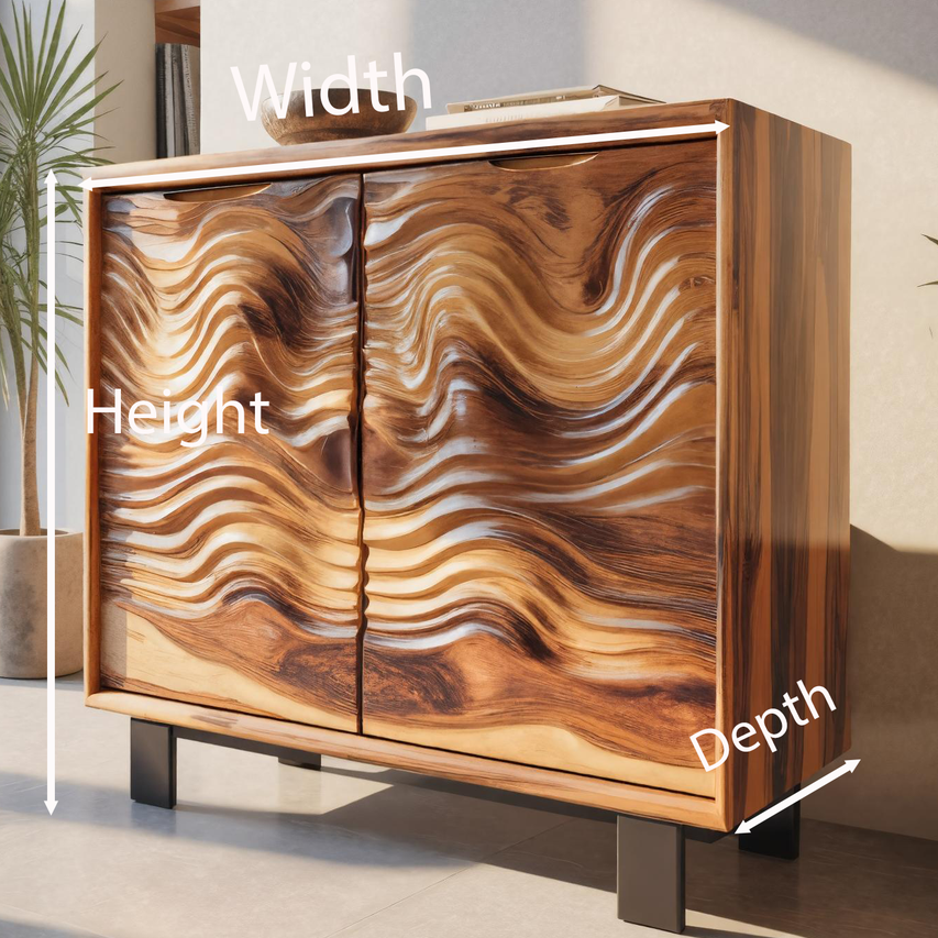 Modern Wavy Front Wooden Cabinet Artistic Sideboard For Entryway Or Living Room SITHTTSD006