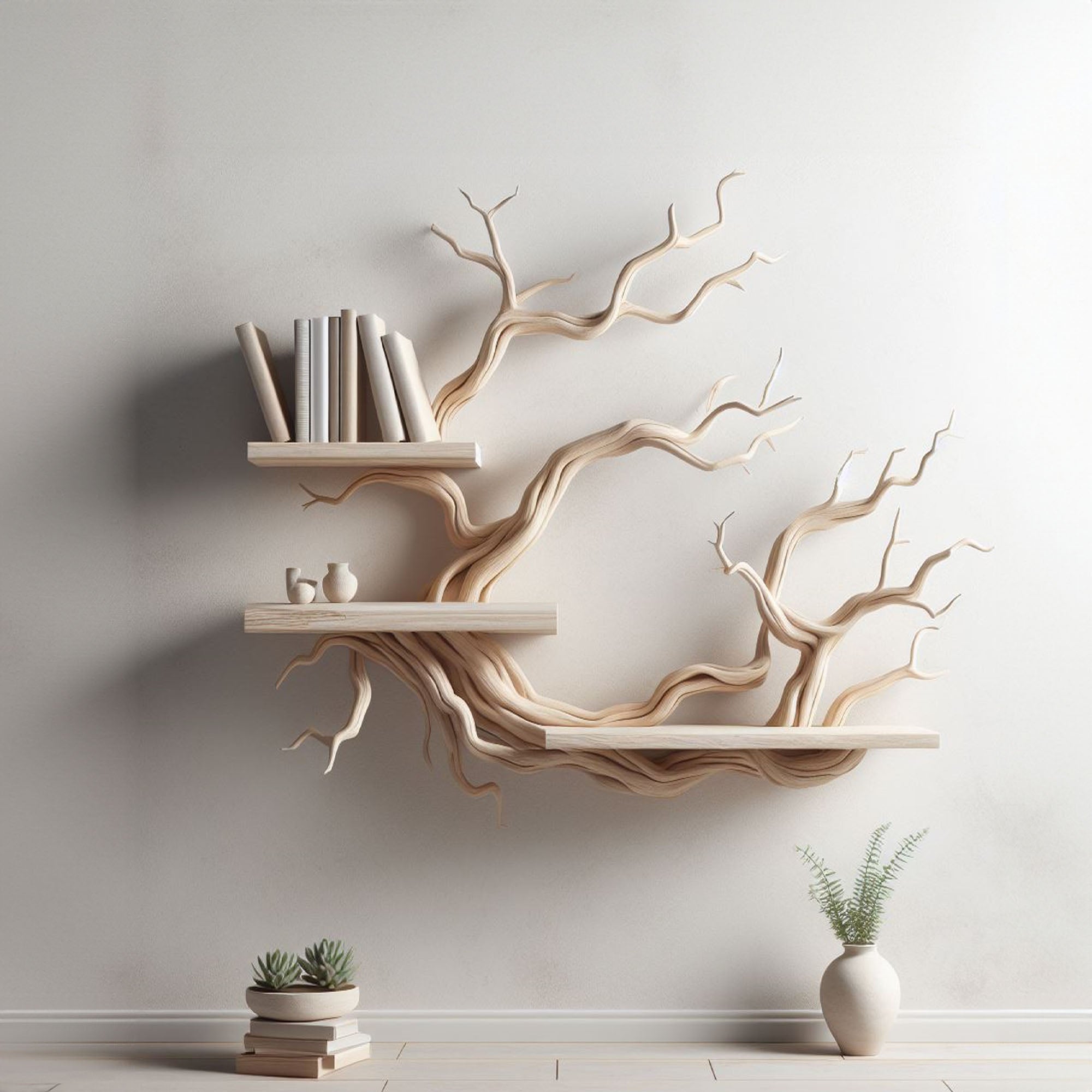 Scandinavian Style Tree Bookshelf Driftwood For Holiday Atmosphere SINLTB007